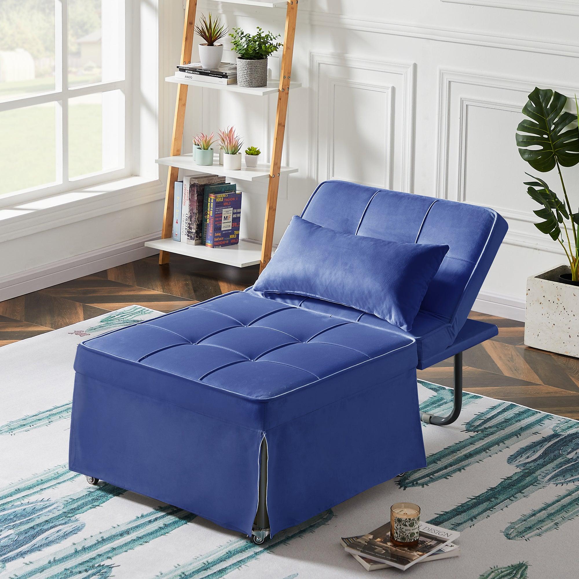 Velvet Folding Sofa Bed Sleeper Chair with Adjustable Backrest .