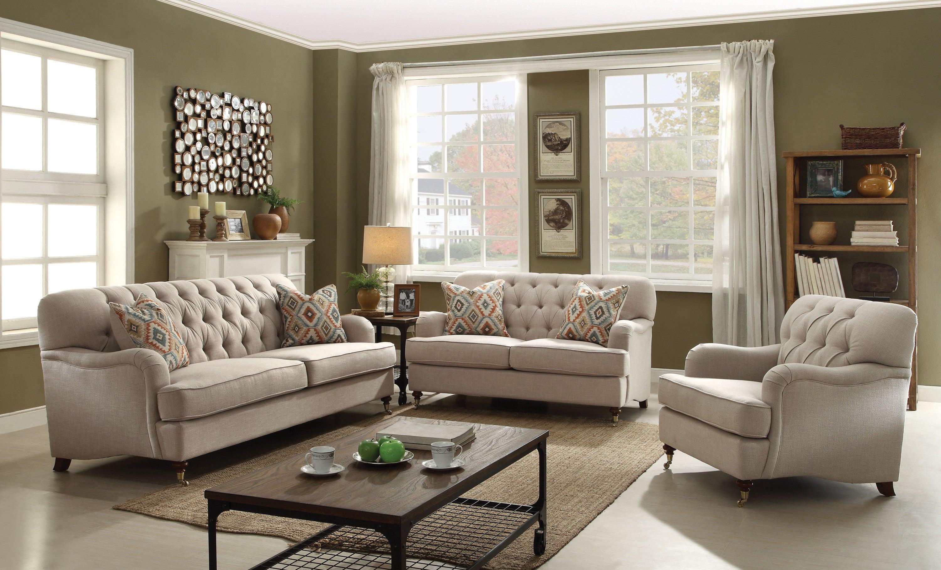 ACME Alianza Sofa w/2 Pillows in Beige Fabric 52580