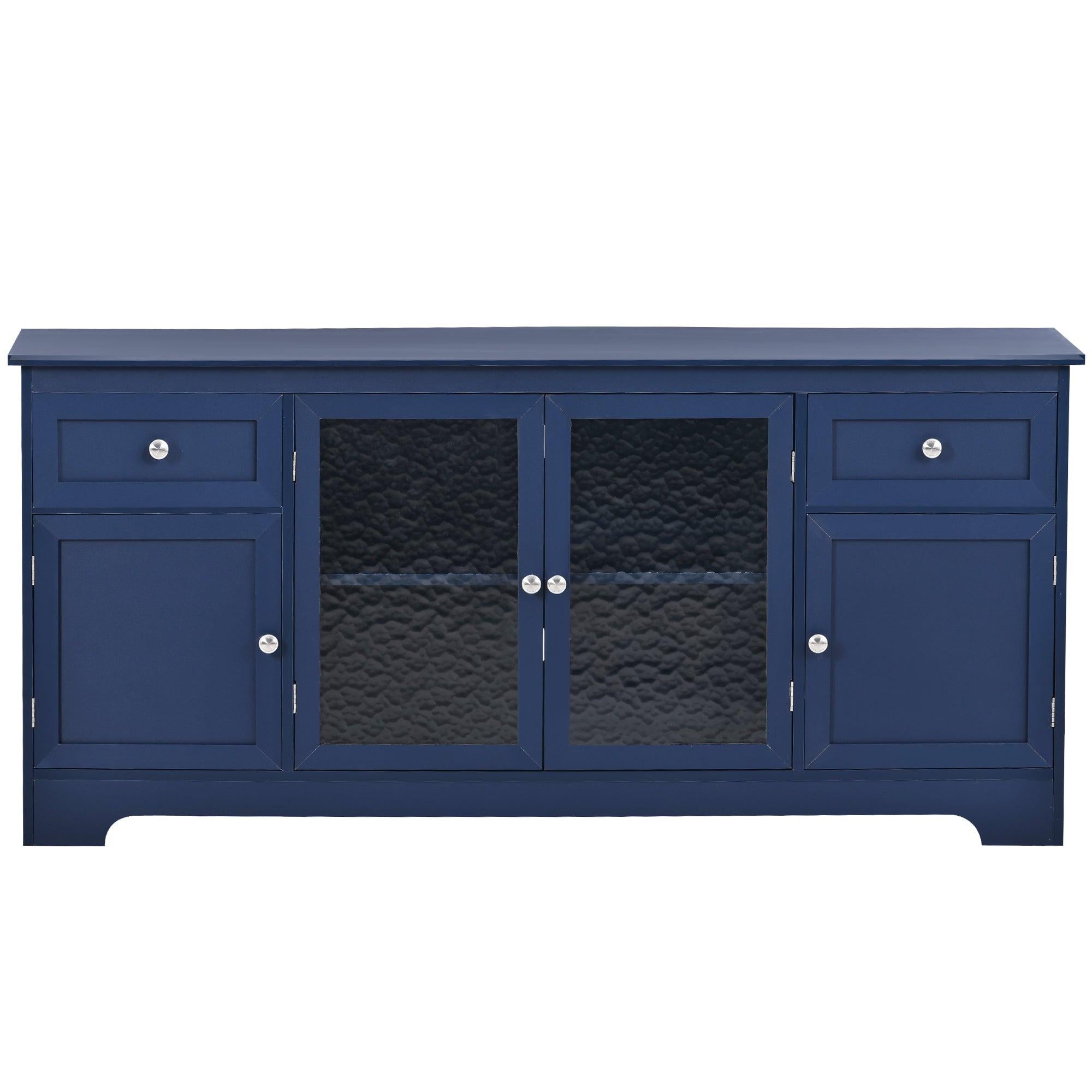 TV Stand for TV up to 65in with 4 Doors Adjustable Panels Open Style Cabinet, Sideboard for Living room, Navy