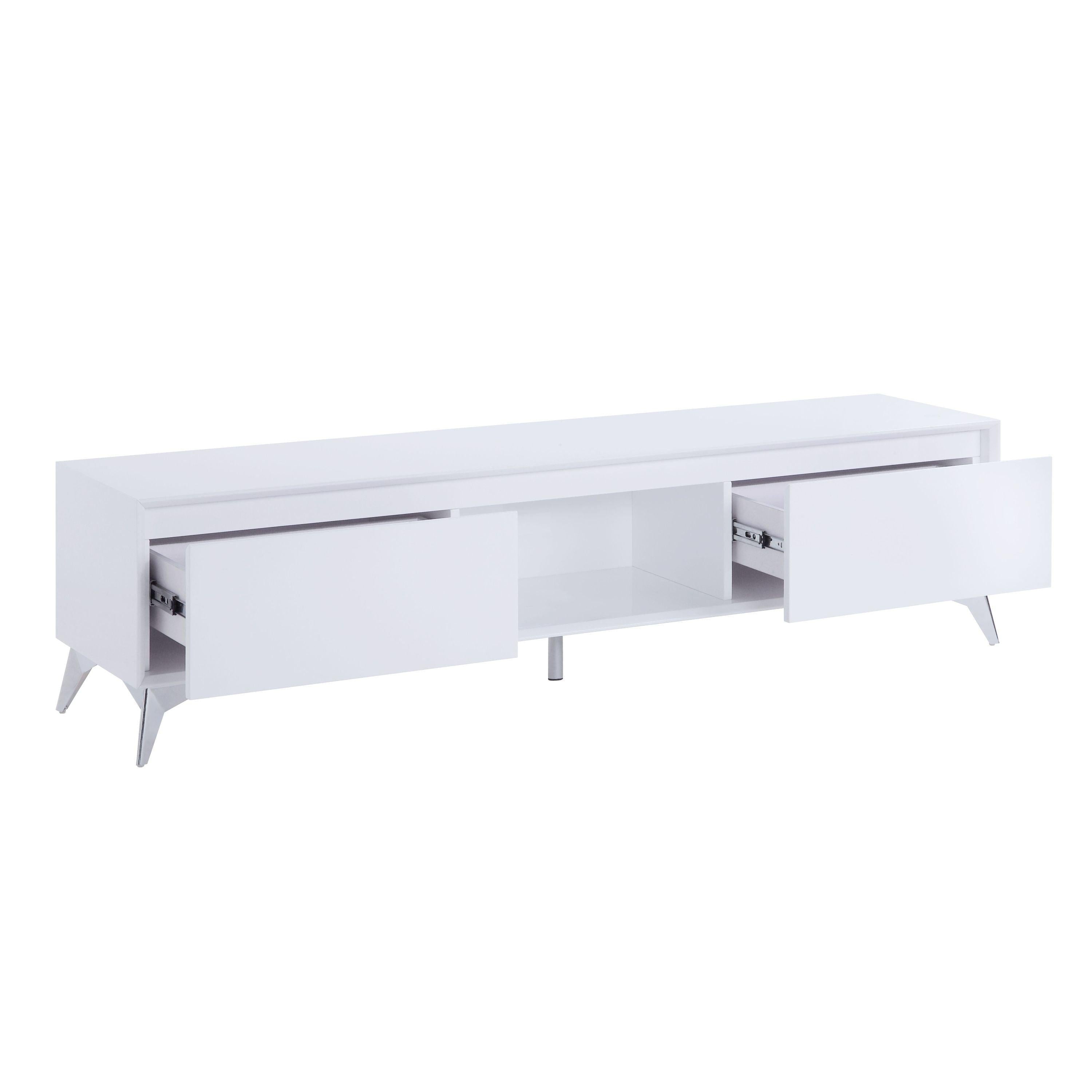 ACME Raceloma TV stand , LED, White & Chrome Finish 91995