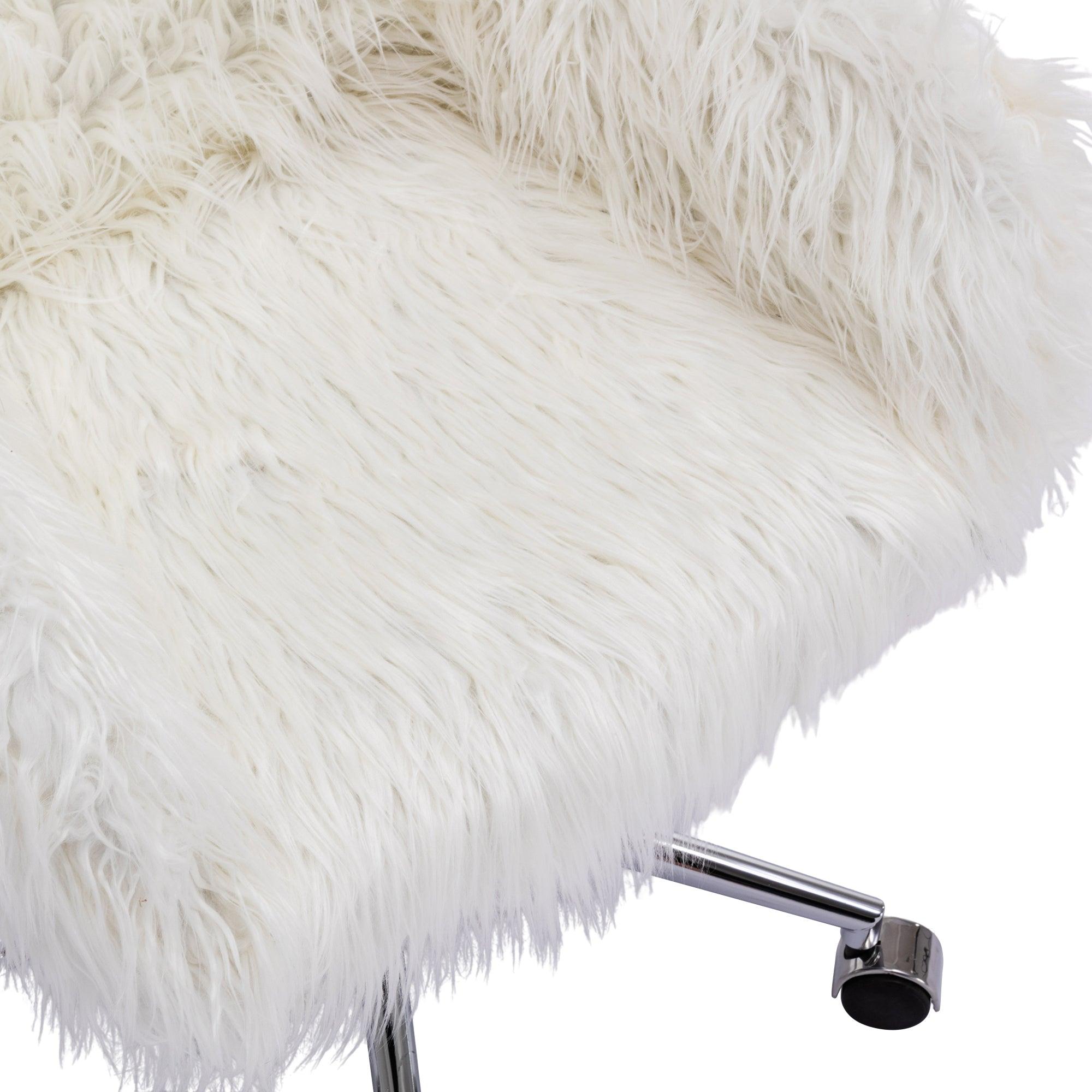 Modern Faux fur home office chair, fluffy chair for girls, makeup vanity Chair