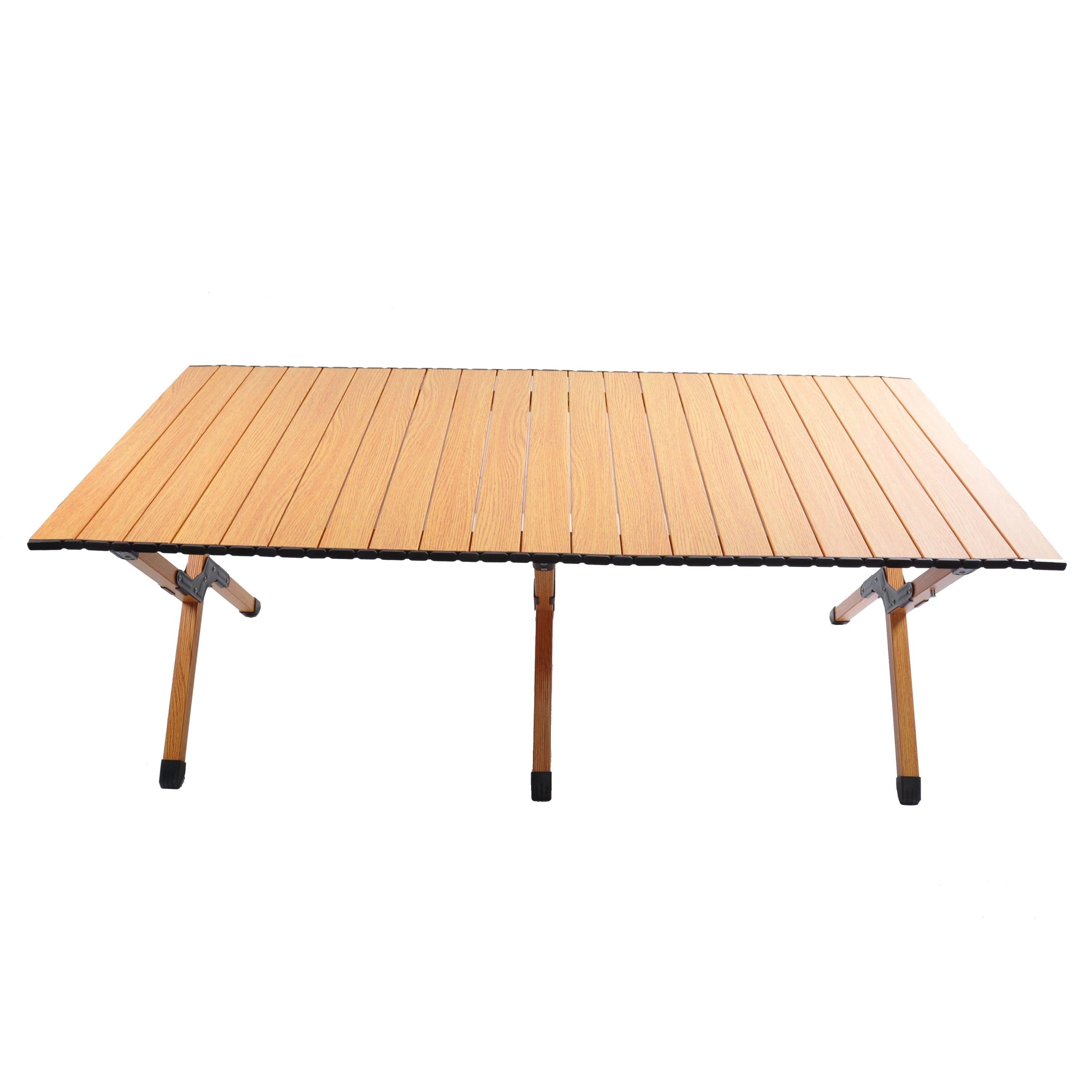 Portable picnic table, rollable aluminum alloy table top, with folding solid X-shaped frame, and handbag ZB1003MW