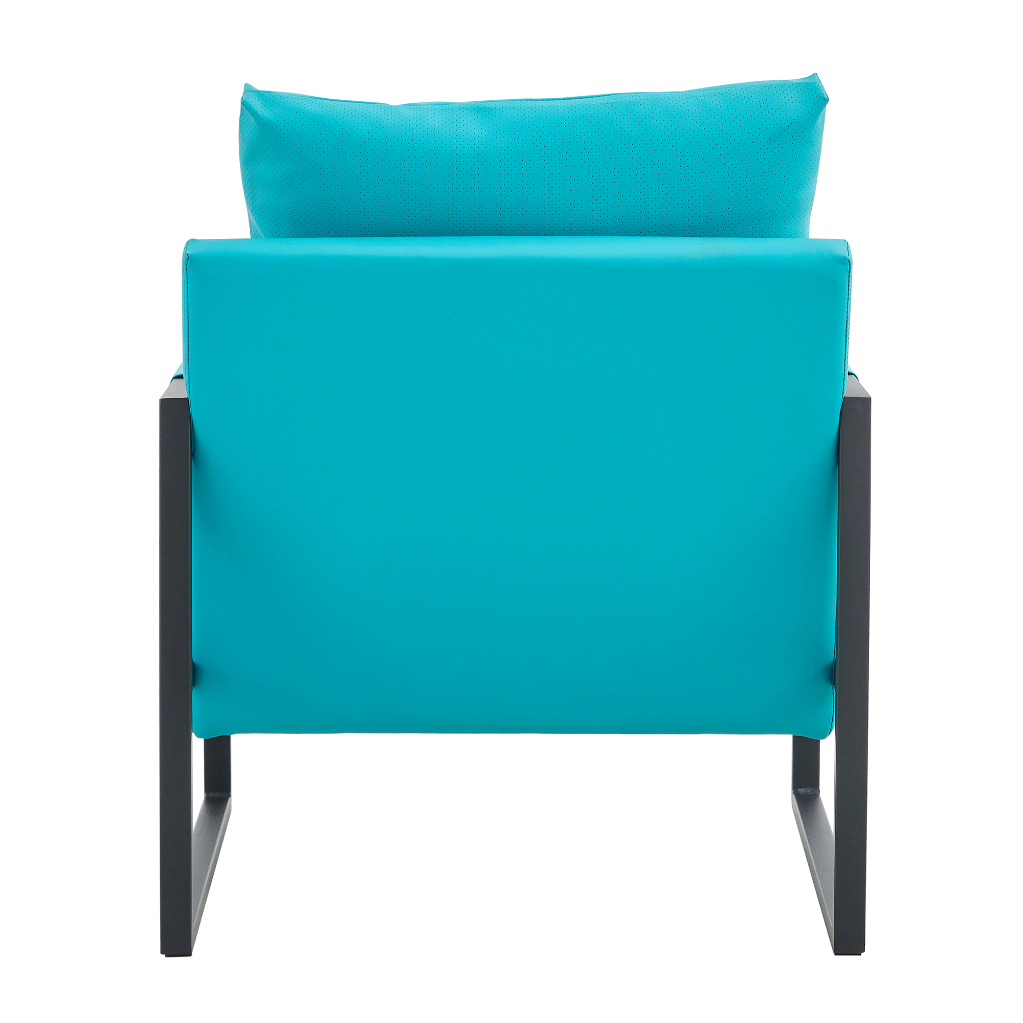 PU Leather Accent Arm Chair Mid CenturyModern Upholstered Armchair with Metal Frame Extra-Thick Padded Backrest and Seat Cushion Sofa Chairs for Living Room ( Cyan PU Leather + Metal + Foam )