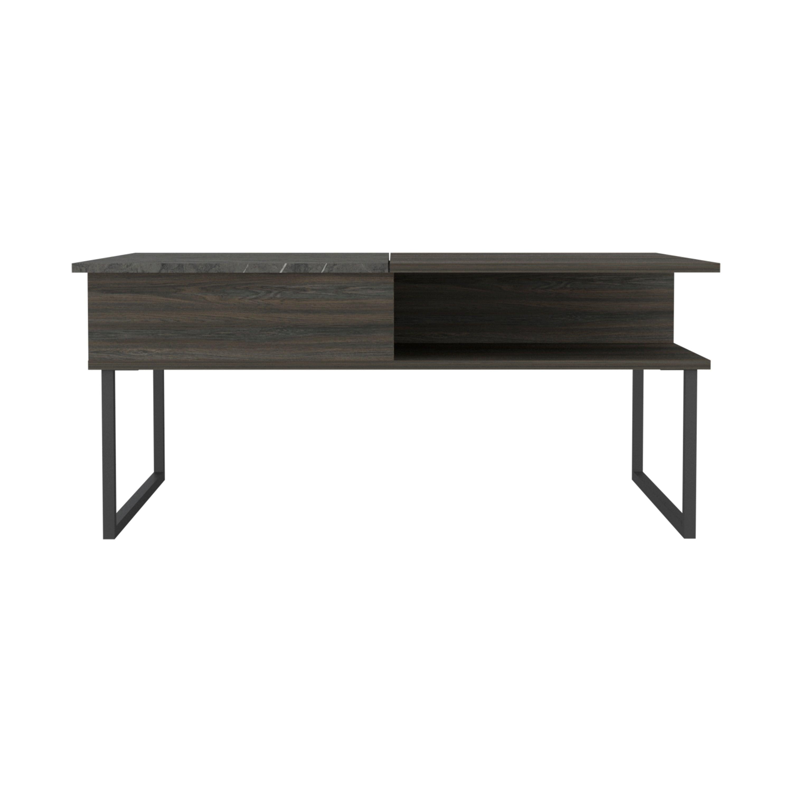 Squire 1-Shelf Lift Top  Coffee Table Carbon Espresso and Onyx