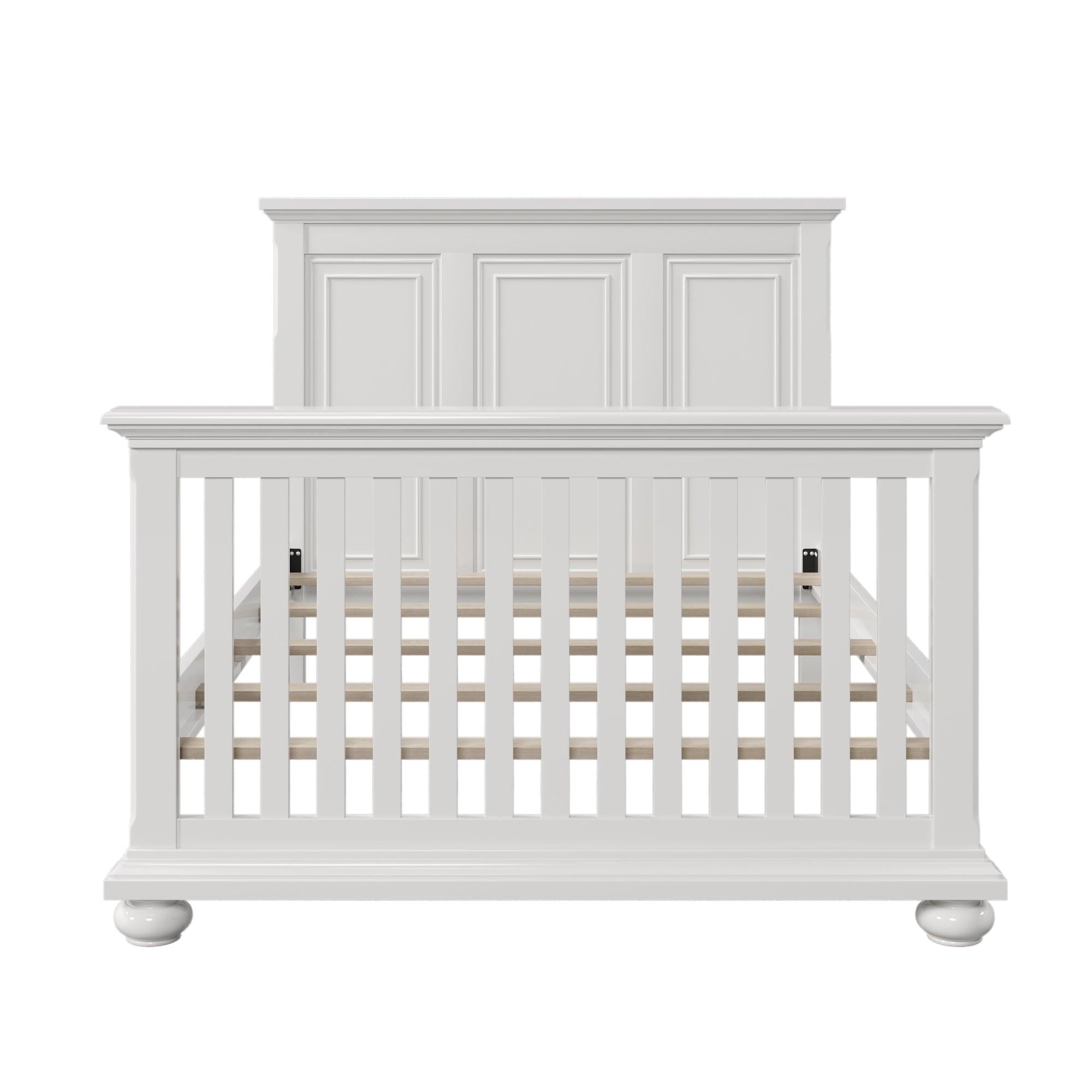 3 Pieces Nursery Sets Traditional Farmhouse Style Full Bed + Nightstand +Dresser,White