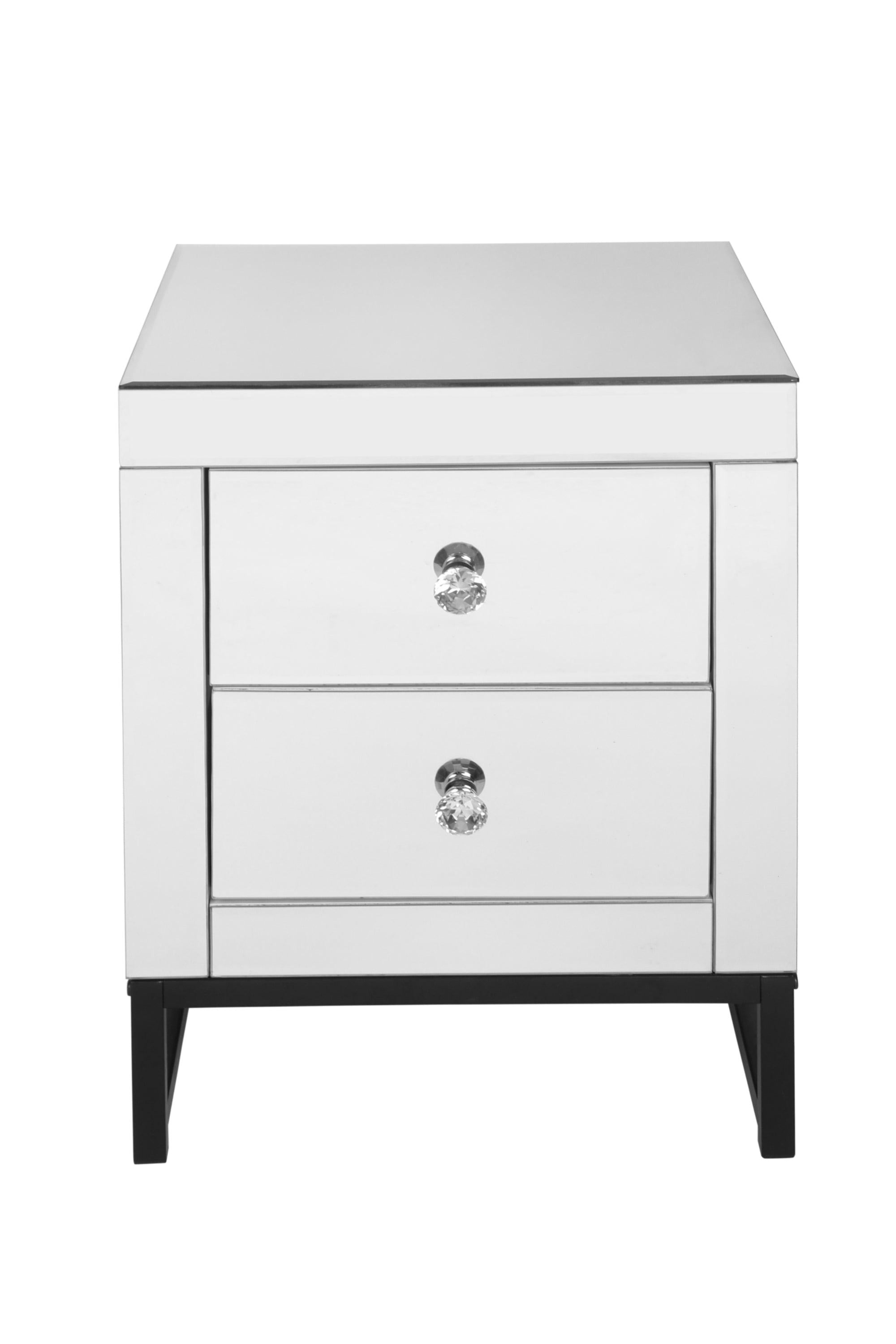 mirrored 2 drawer nightstand,Modern End Table with Drawer, Bedside Table for Bedroom, Living Room