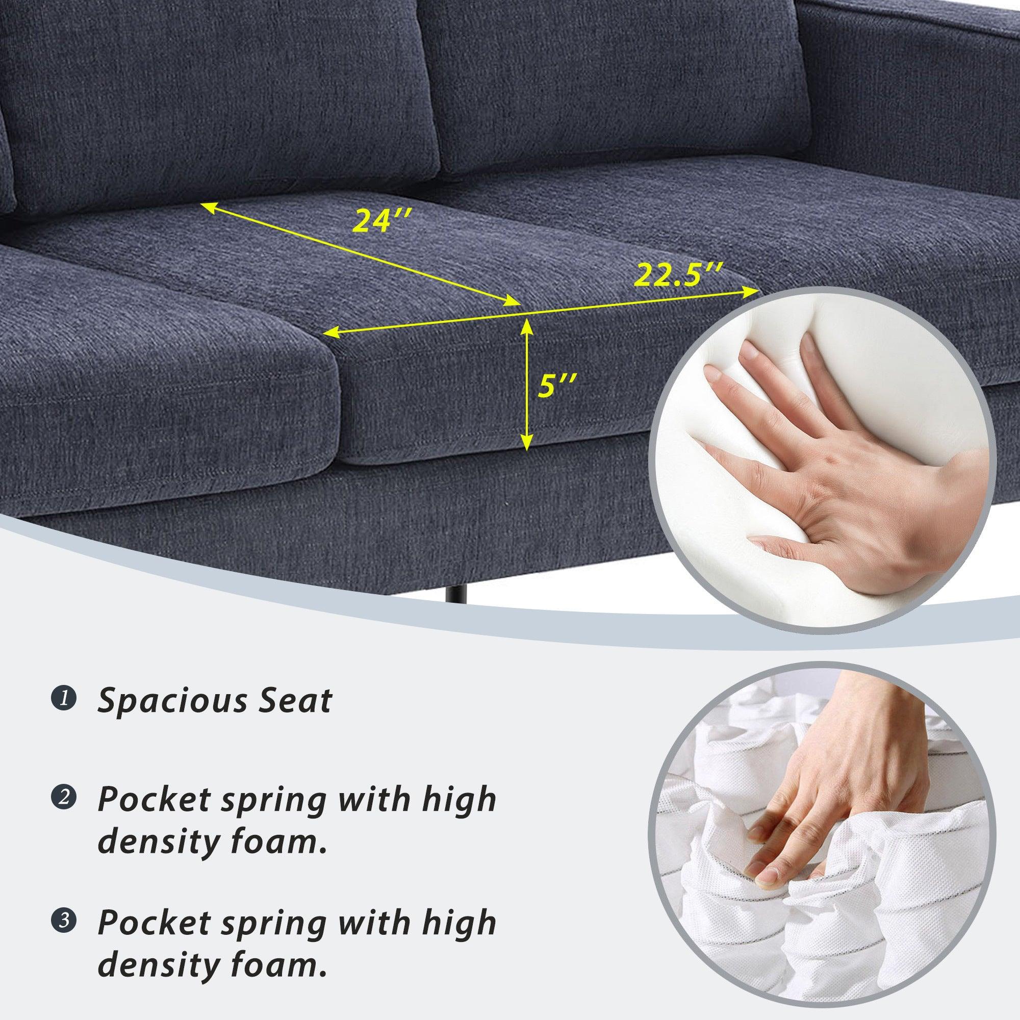 Modern 3-Piece Sofa Sets with Sturdy Metal Legs,Chenille Upholstered Couches Sets Including 3-Seat Sofa, Loveseat and Single Chair for Living Room Furniture Set (1+2+3 Seat)