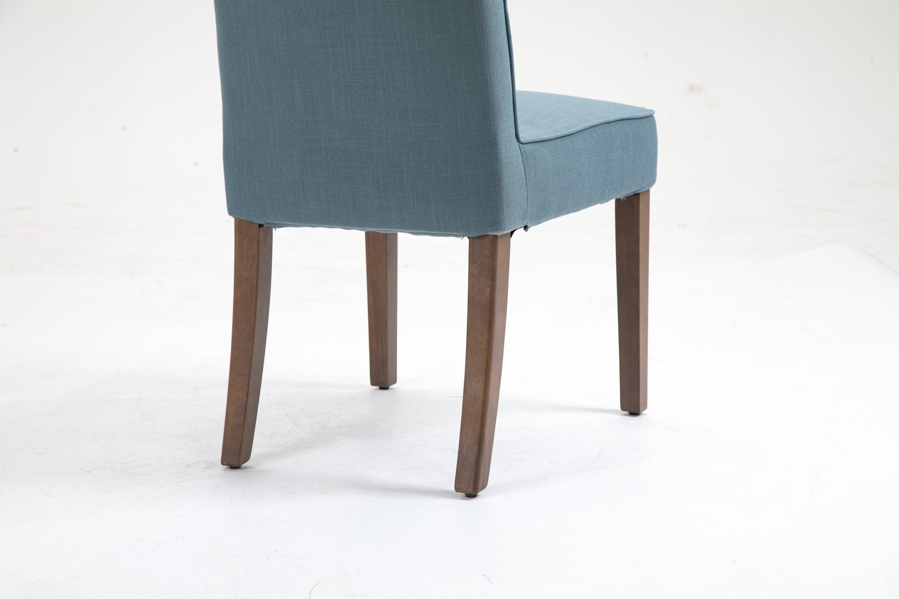 Cover Removable Interchangeable and Washable Blue Linen Upholstered Parsons Chair with Solid Wood Legs 2 PCS