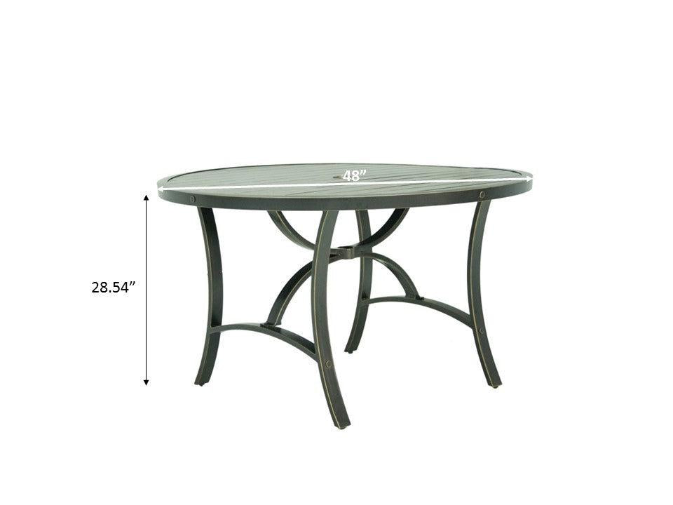 5-Piece Dining Set, 48" Round Dining Table Aluminum Frame