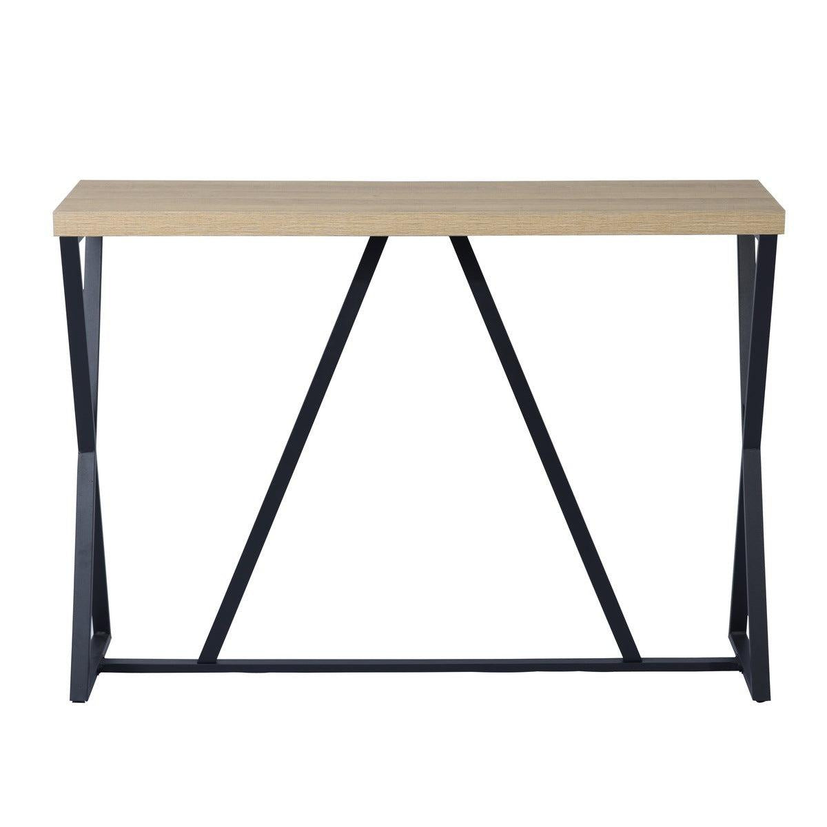 47.2'' Sofa Table; Wood Rectangle Console Table with Metal Frame - Oak & Black