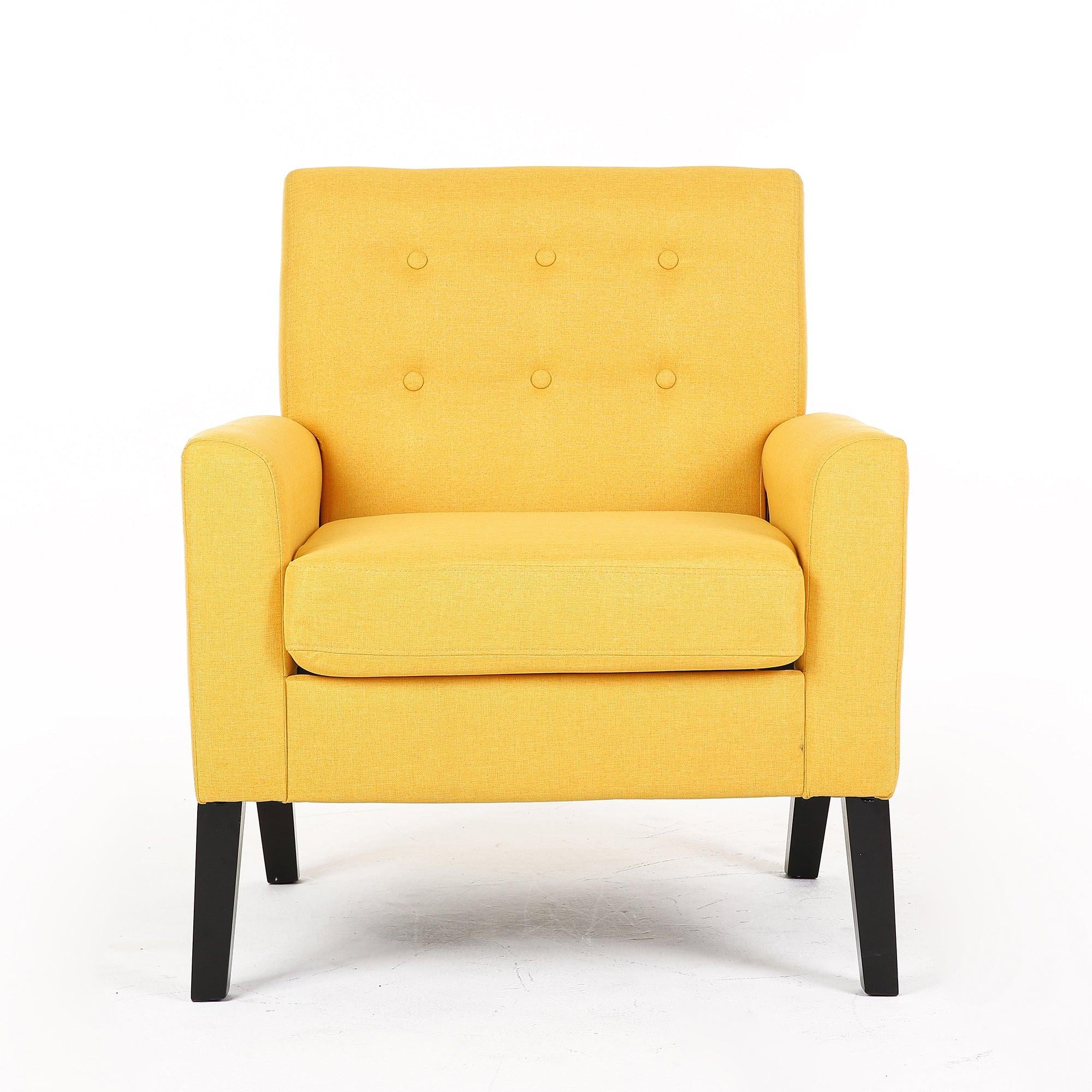 Fabric Accent Chair for Living Room, Bedroom Button Tufted Upholstered Comfy Reading Accent Chairs Sofa (Yellow)