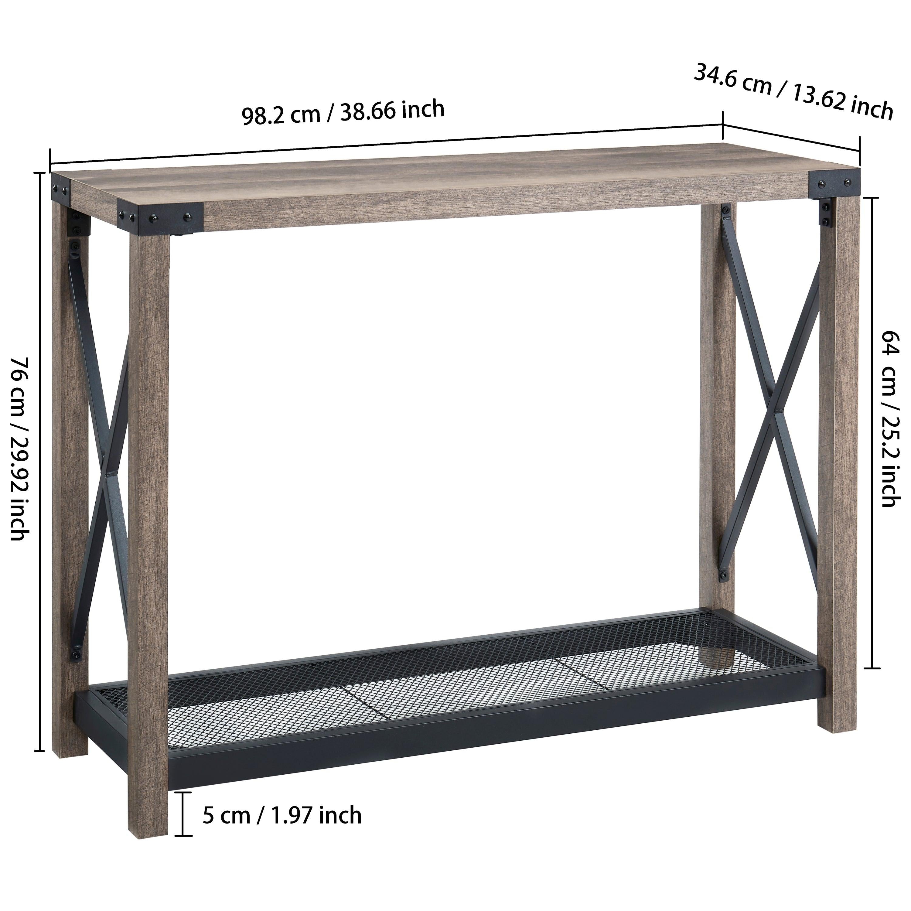 38.82" Farmhouse Entry Table, Industrial Sofa Table with 2 Tier, Console Table for Entryway, Living Room, Easy Assembly, Grey