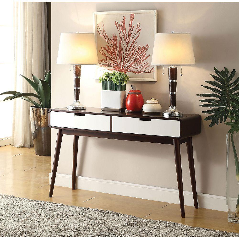 ACME Christa Sofa Table in Espresso & White 82854 image