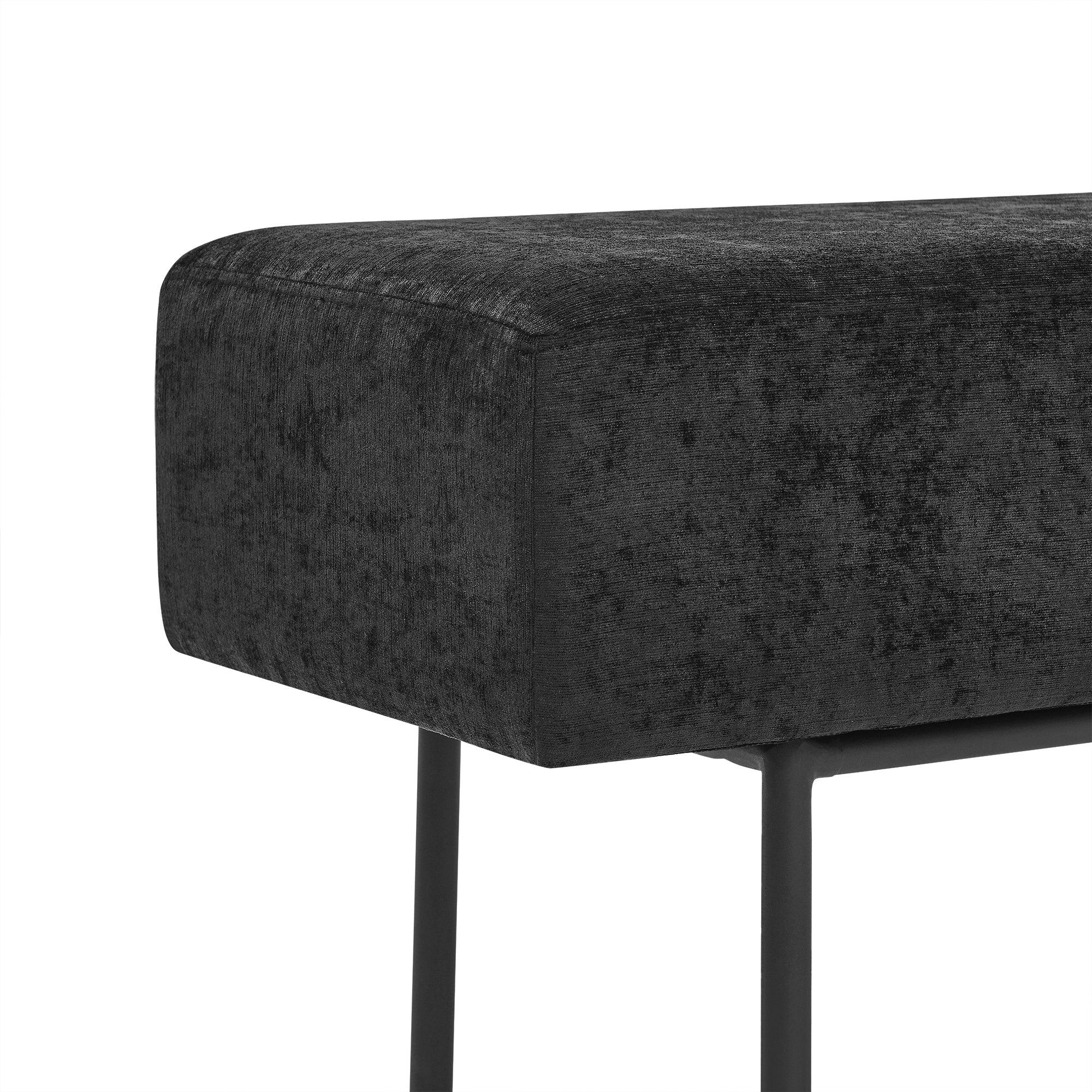 Contemporary Style Bedroom Chenille Upholstered Bench, Black,( 45'' x13''x 17''）