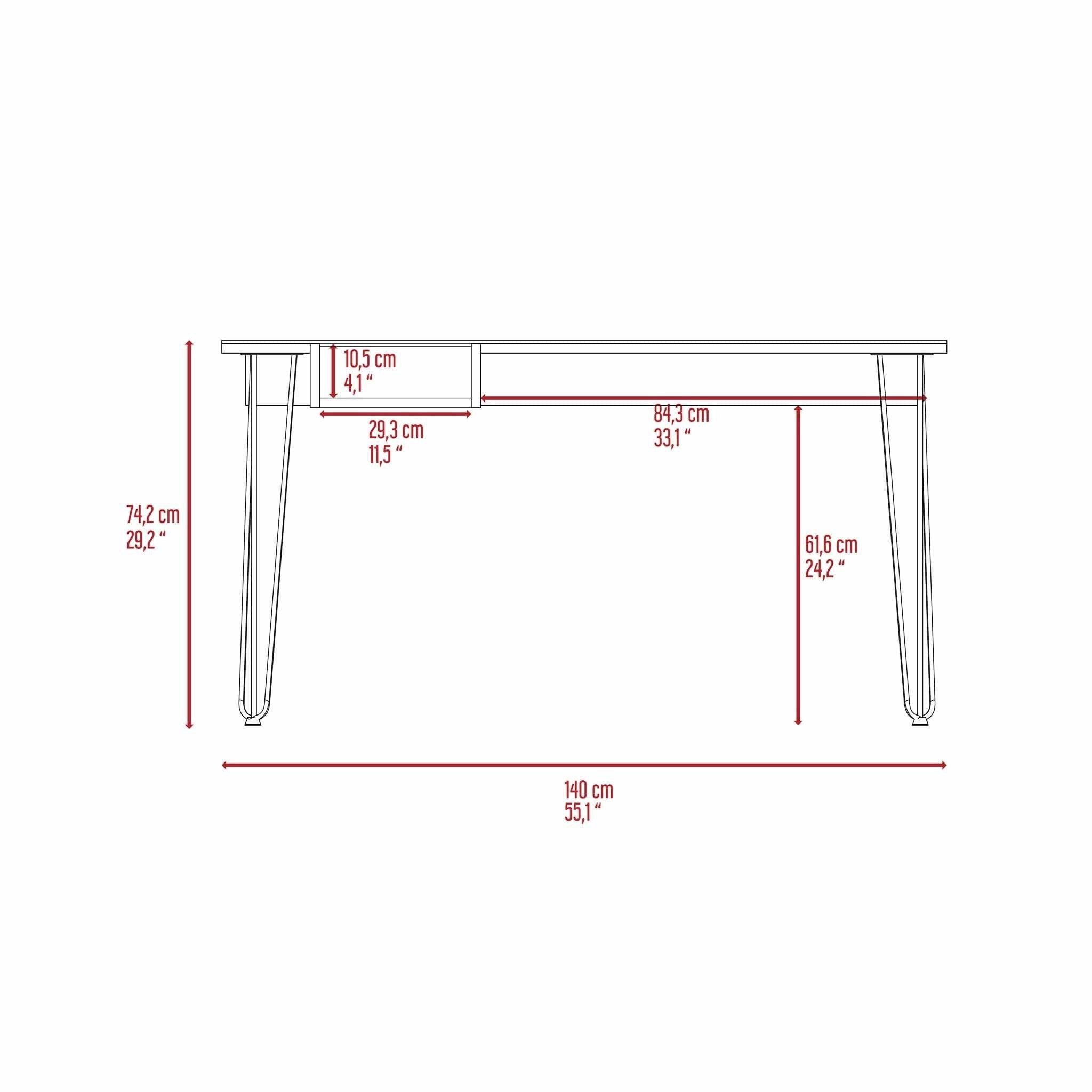 Posey 1-Drawer Rectangle Writing Desk with Hairpin Legs Mahogany