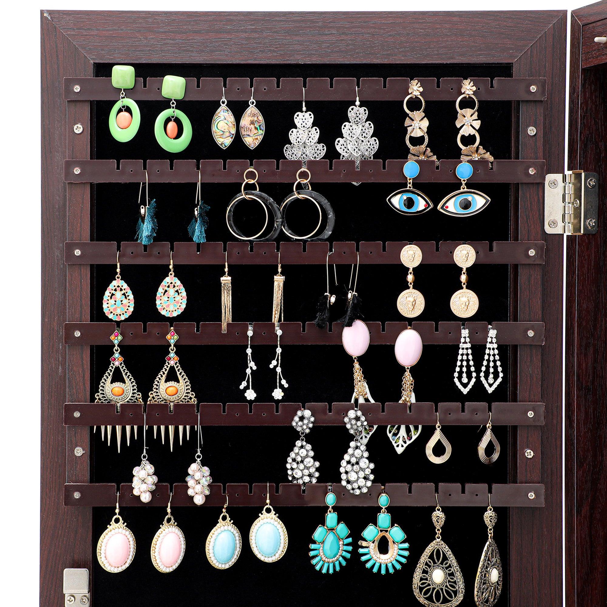 Fashion Simple JewelryStorage Mirror Cabinet With LED Lights Can Be Hung On The Door Or Wall