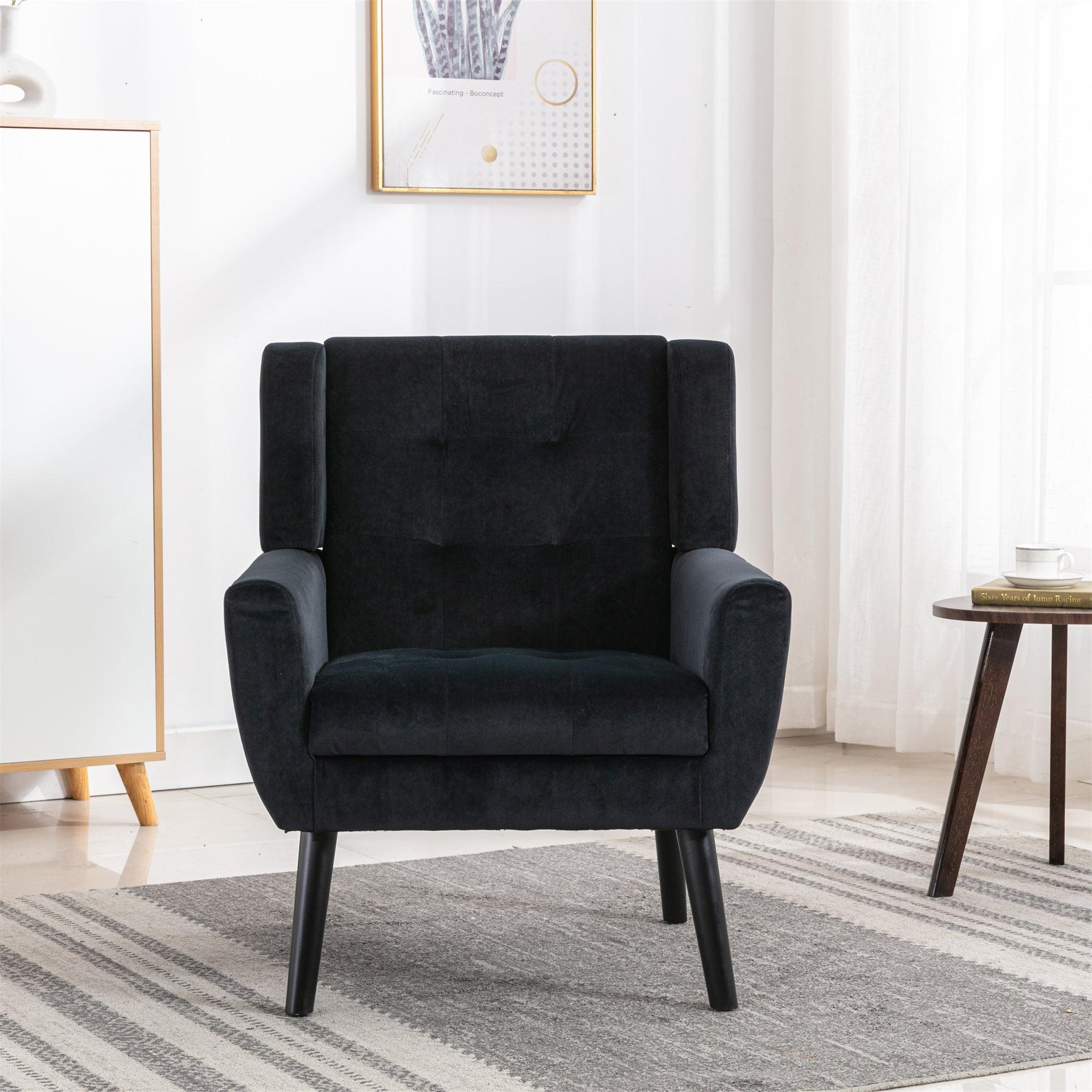 Modern Soft Velvet Material Ergonomics Accent Chair Living Room Chair Bedroom Chair Home Chair With Black Legs For Indoor Home