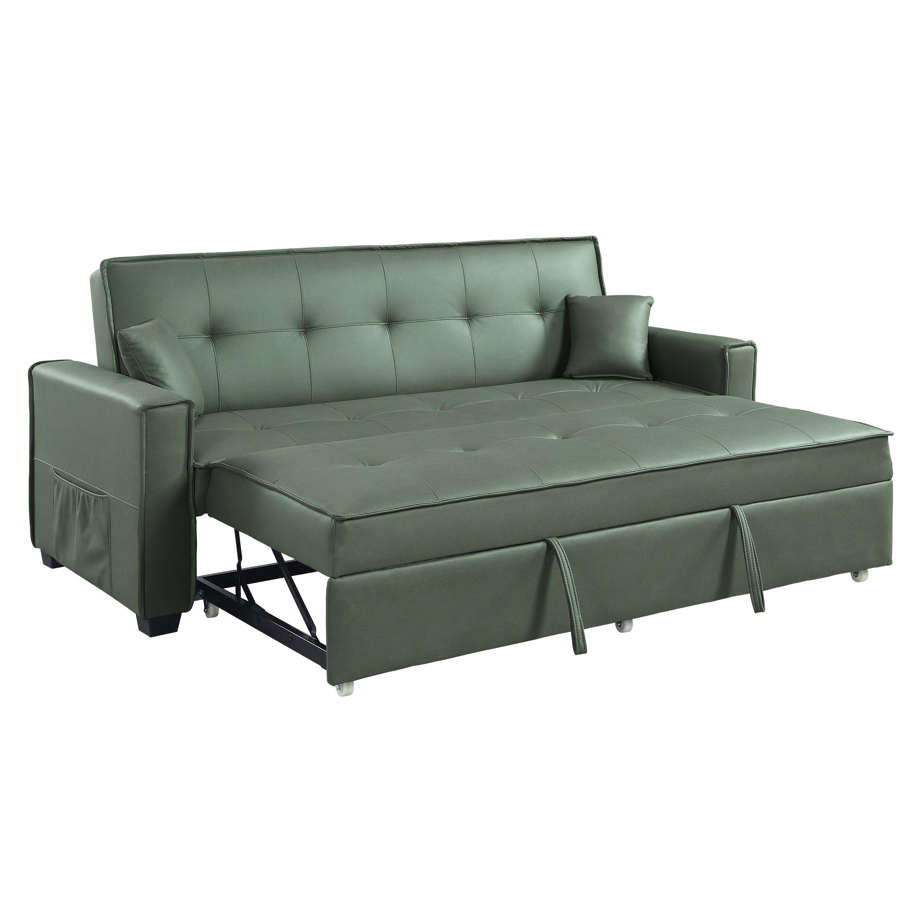 ACME Octavio Adjustable Sofa w/2 Pillows, Green Fabric  LV00824