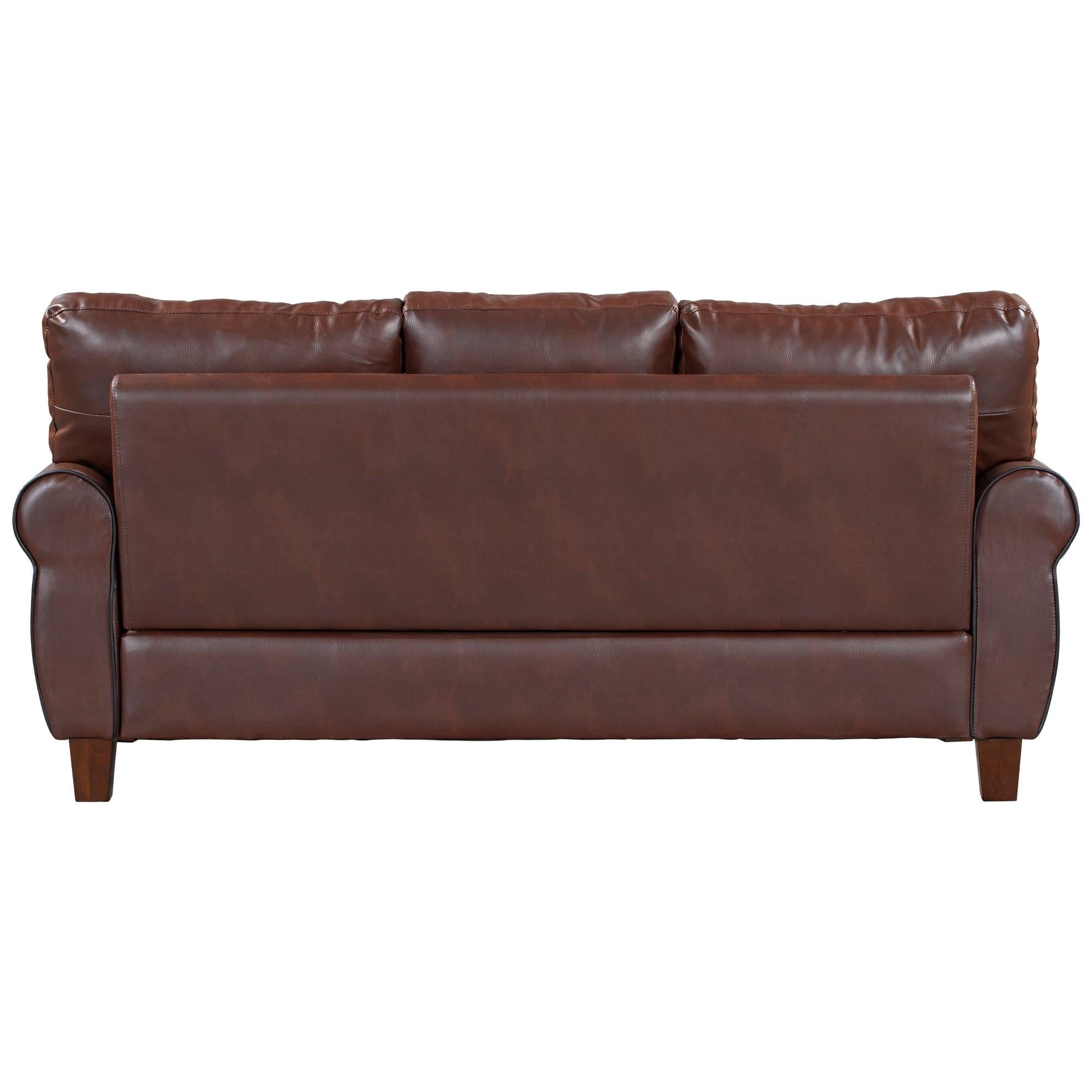 Mid-Century Sofa PU Leather Upholstered Couch Furniture for Home or Office (sofa)