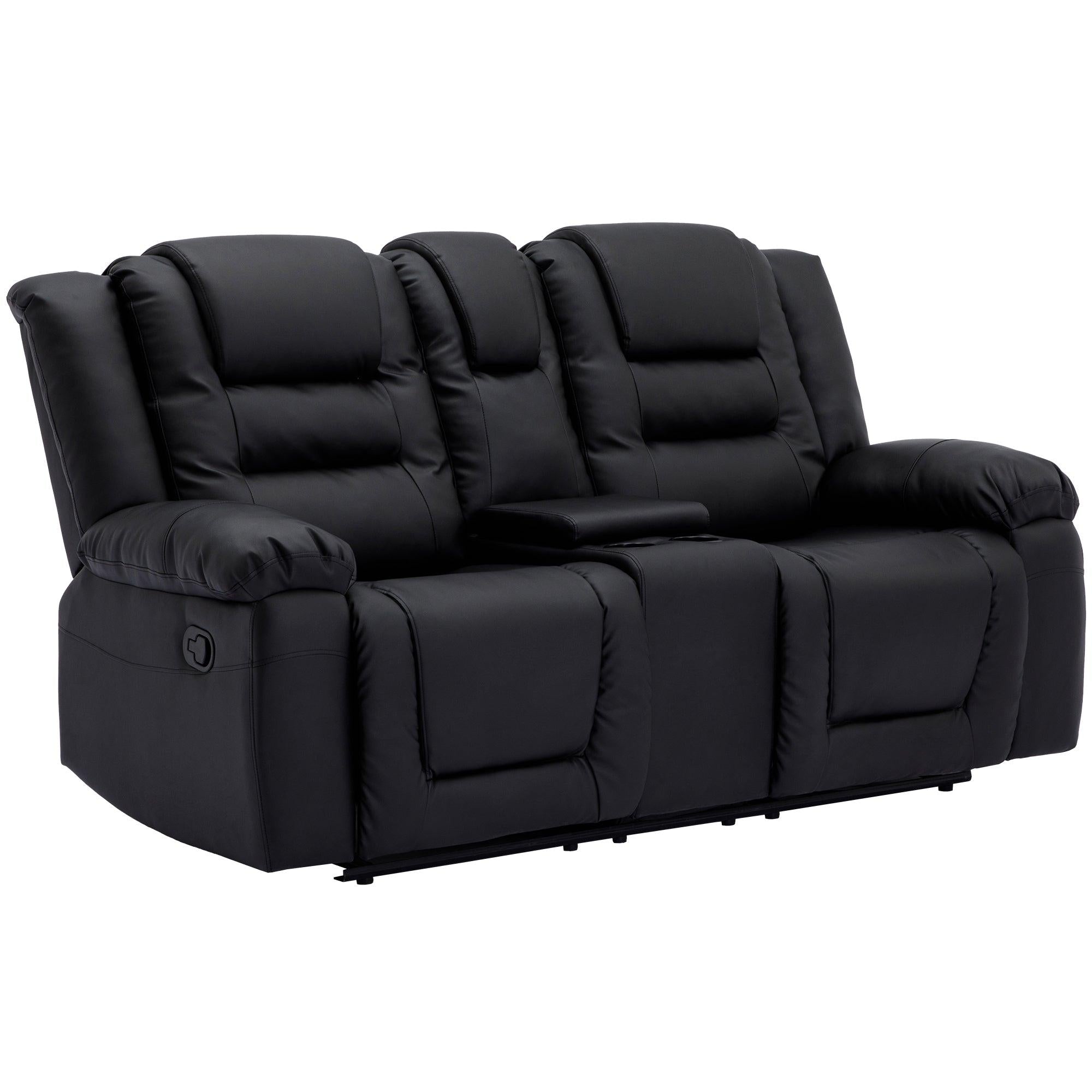 Home Theater Seating Manual Recliner, PU Leather Reclining Loveseat for Living Room