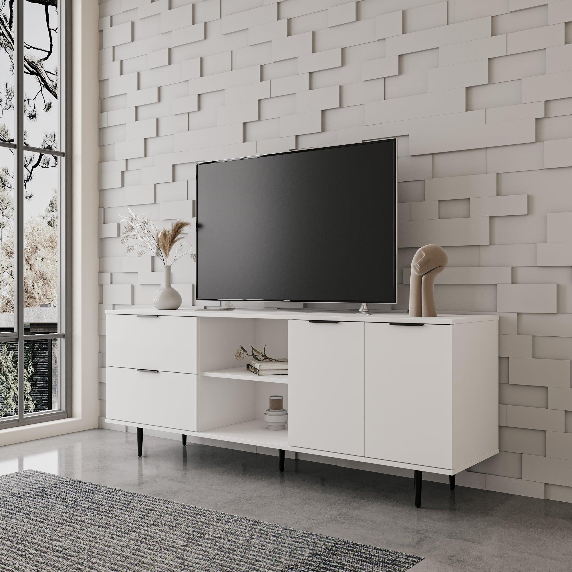 TV Stand Use in Living Room Furniture , high quality particle board,White