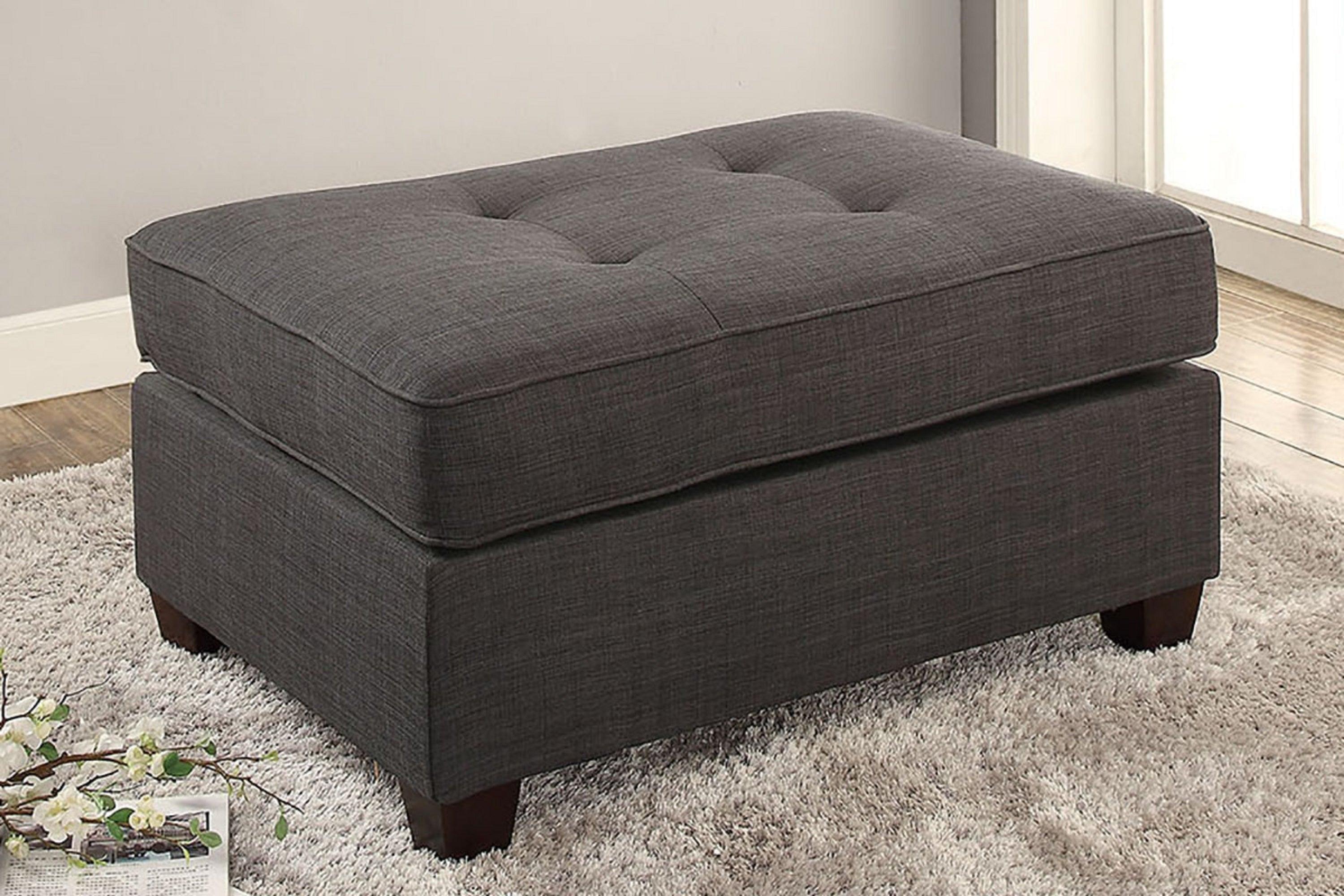 Cocktail Ottoman Dorris Fabric Ash Black Color W Tufted Seats Ottomans image