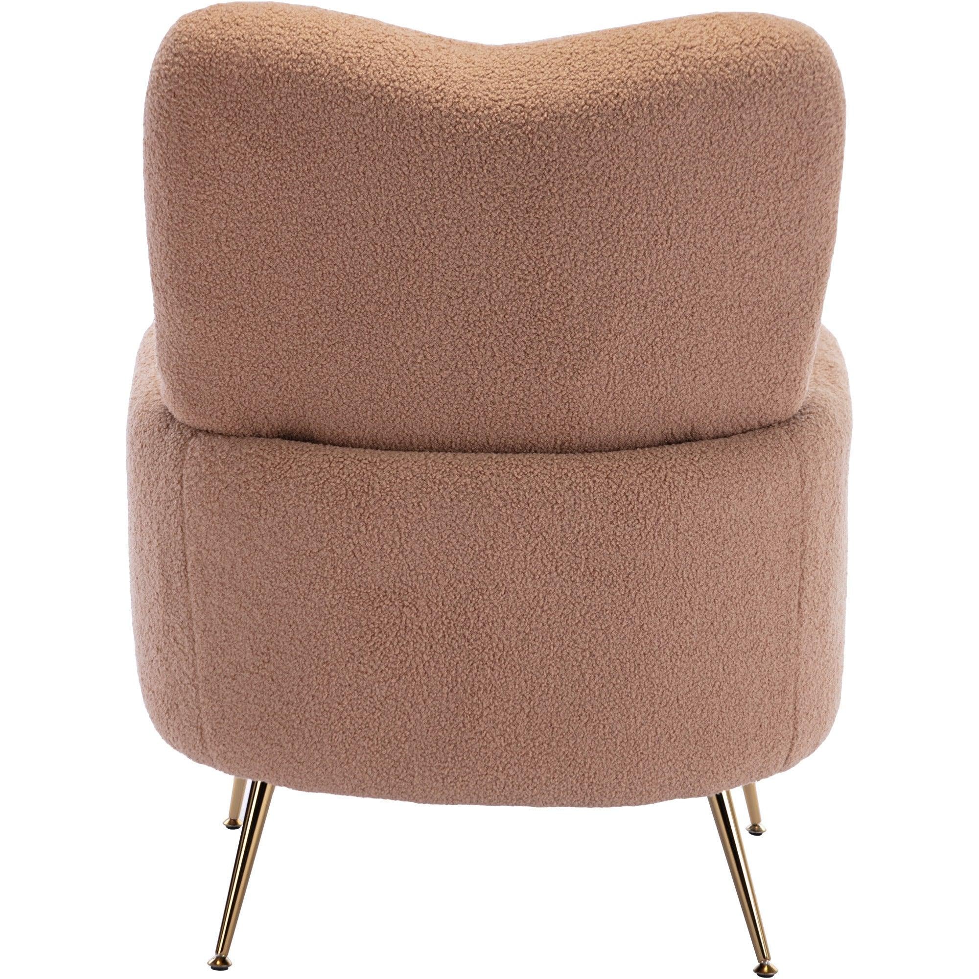 Cozy Teddy Fabric Arm Chair with Sloped High Back and Contemporary Metal Legs ,Espresso