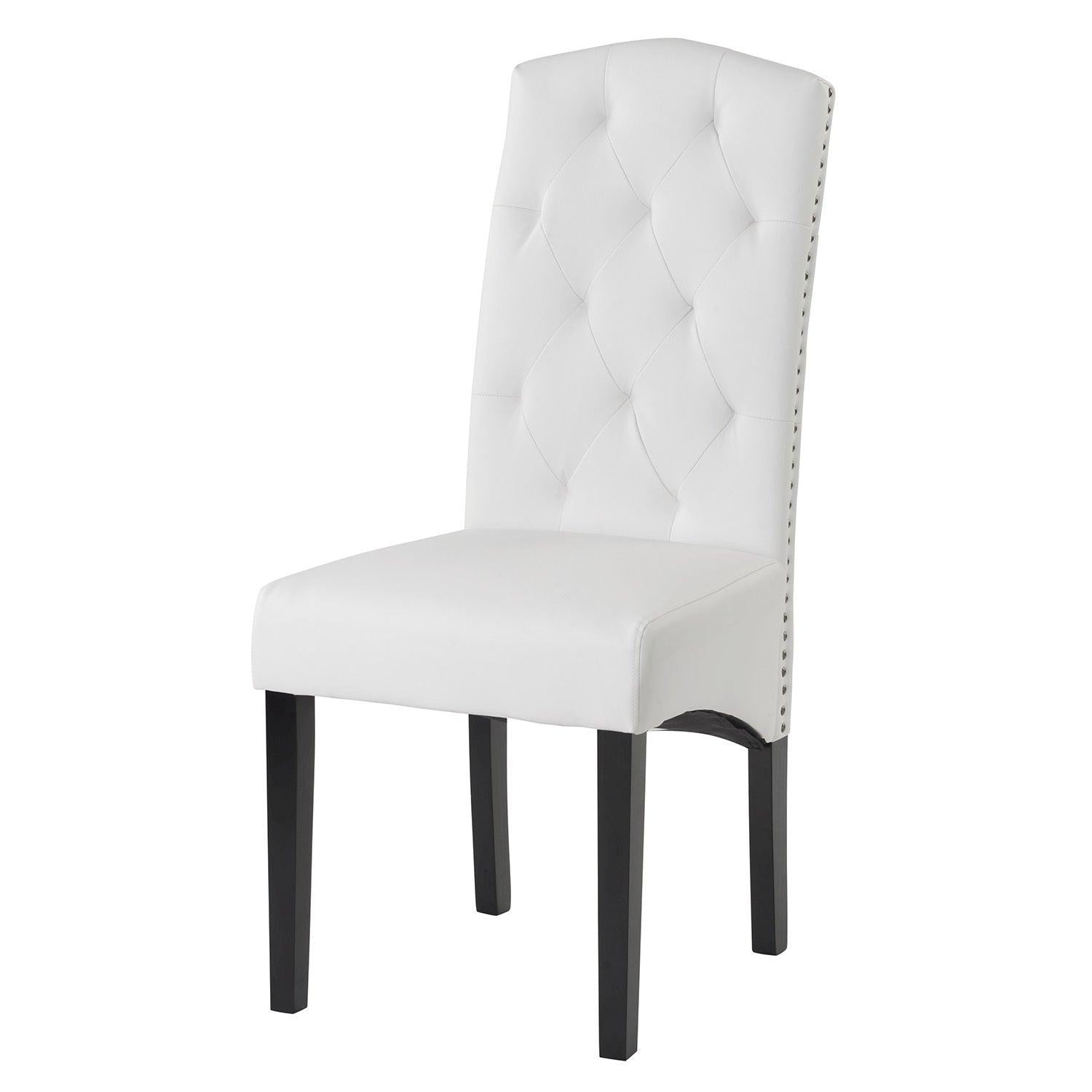 Dining PU Chair with Solid Wood Legs, 18.11" L x 24.01" W x 40.95" H White