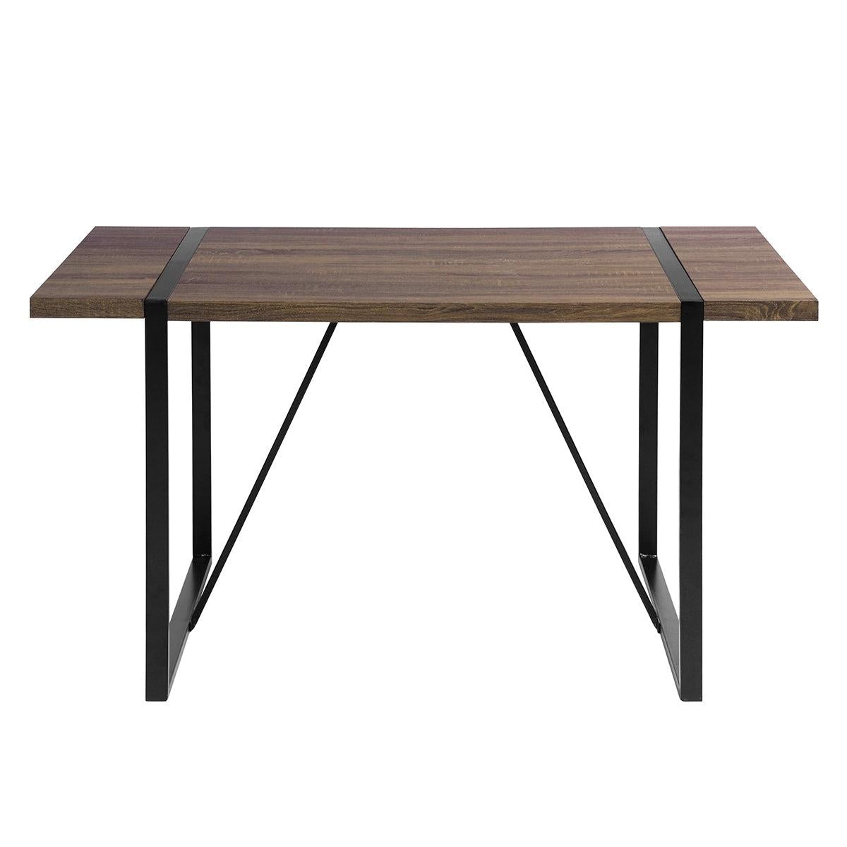 55.1"W x 31.5"D x 29.9"H Industrial Rectangular Dining Table, Walnut & Black