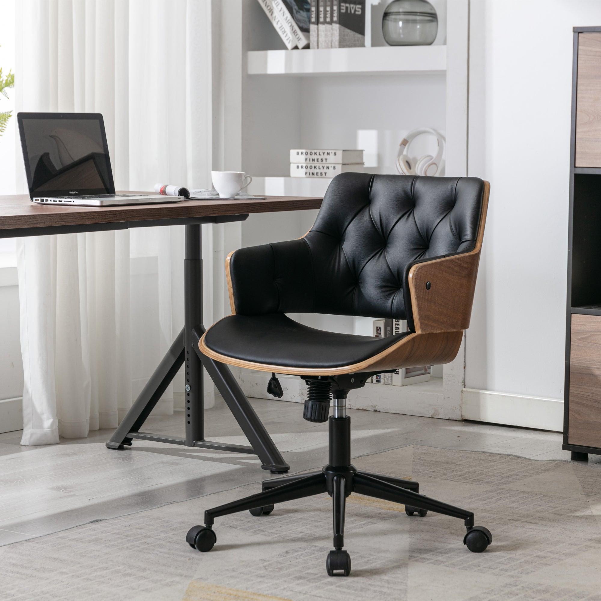 Bentwood Adjustable Office Chair , black PU Leather Upholstery and black foot image