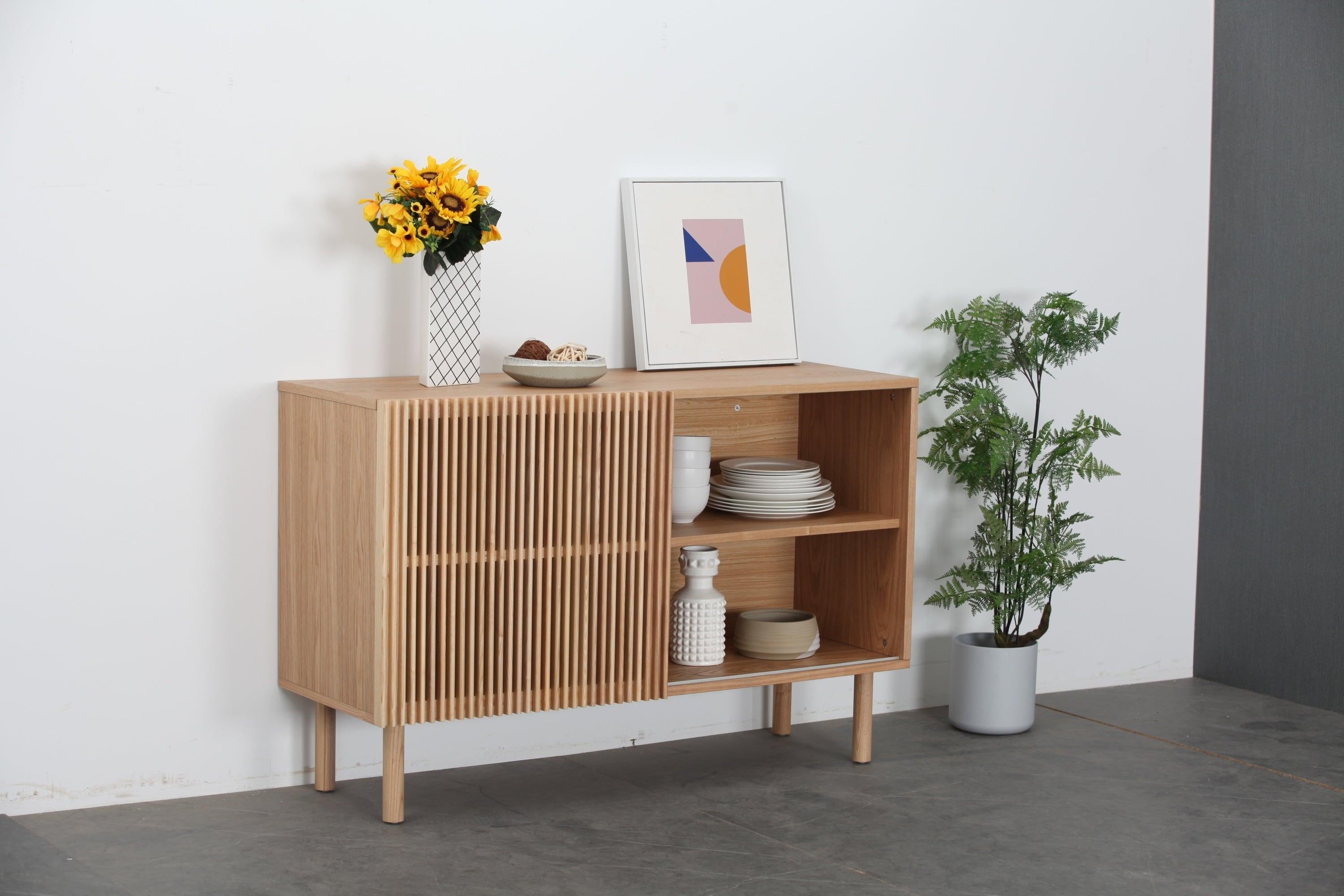 Modern Sideboard with 4 Cabinet,Storage Cabinet, TV Stand , Anti-Topple Design, and Large Countertop