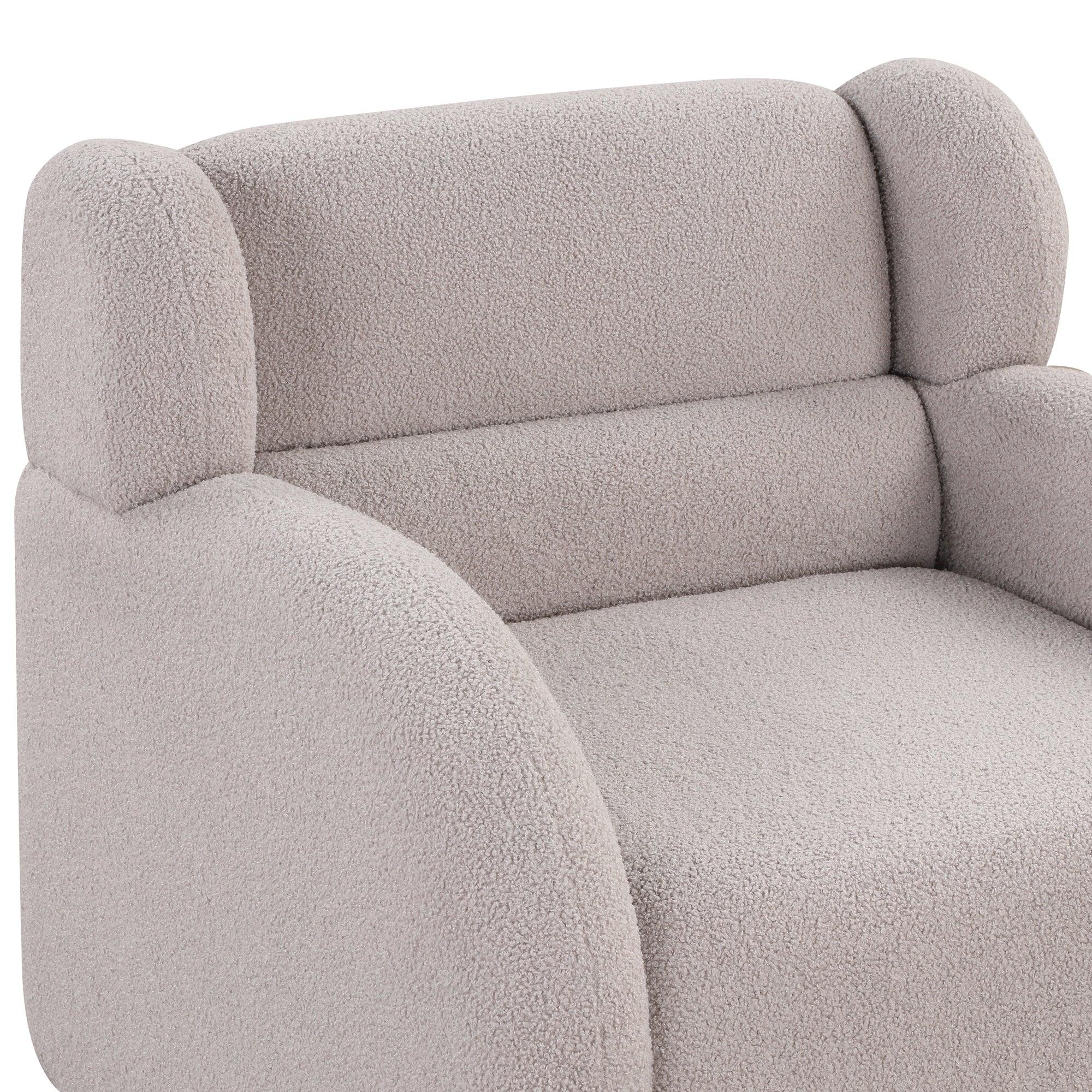 Swivel Accent Chair with Ottoman, Teddy Short Plush Particle Velvet Armchair,360 Degree Swivel Barrel Chair with footstool for Living Room, Hotel, Bedroom, Office, Lounge,Grey