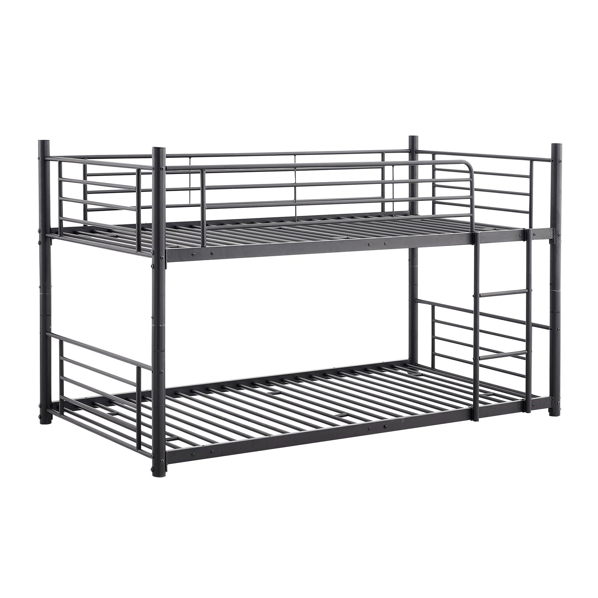 Twin-Twin-Twin Triple Bed with Built-in Ladder, Divided into Three Separate Beds,Black