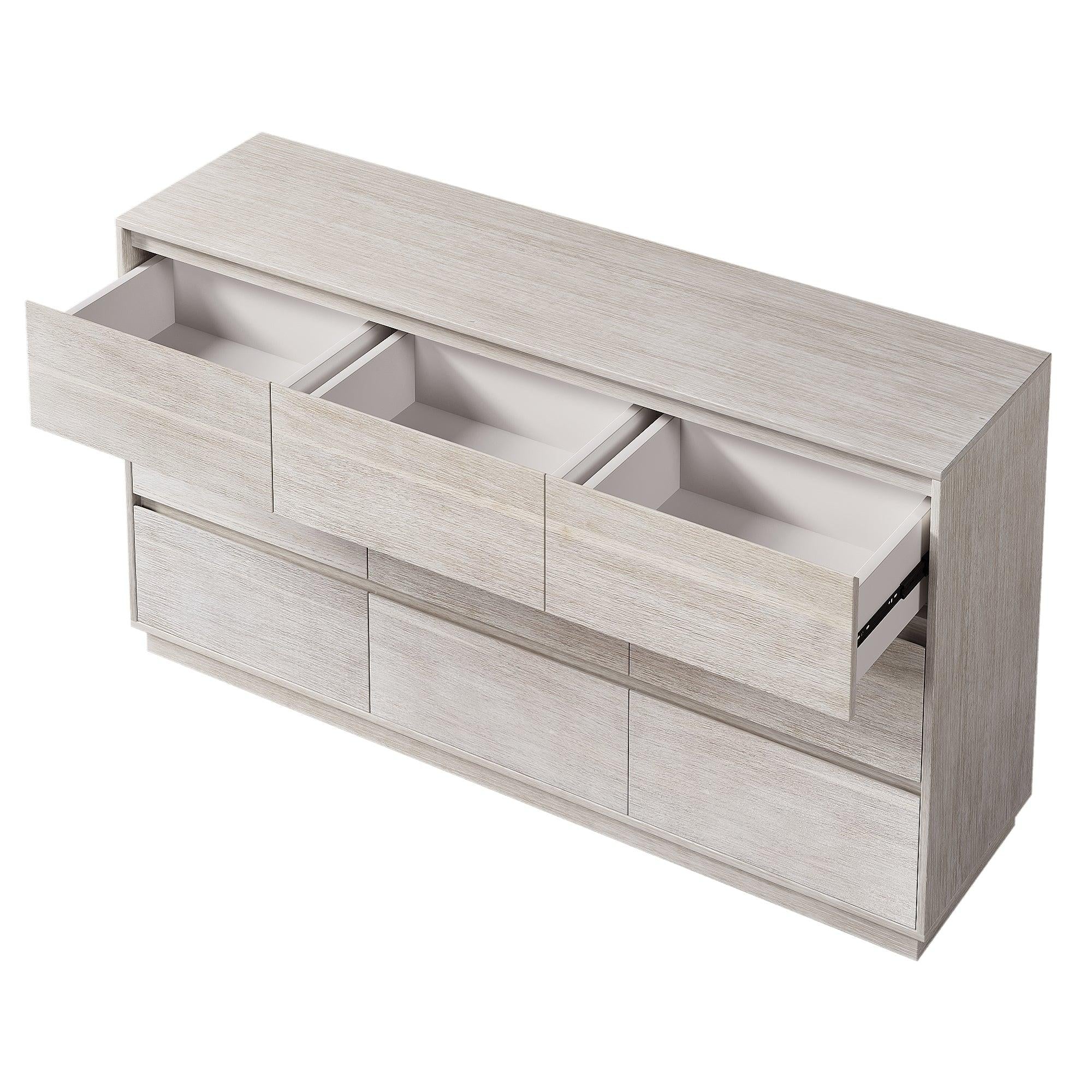 Modern Style Soild Wood 9-Drawer Dresser for Bedroom, Living Room, Stone Gray