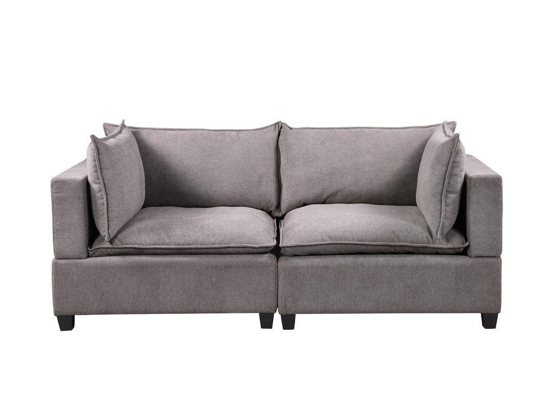 Madison Light Gray Fabric Sofa Loveseat Living Room Set