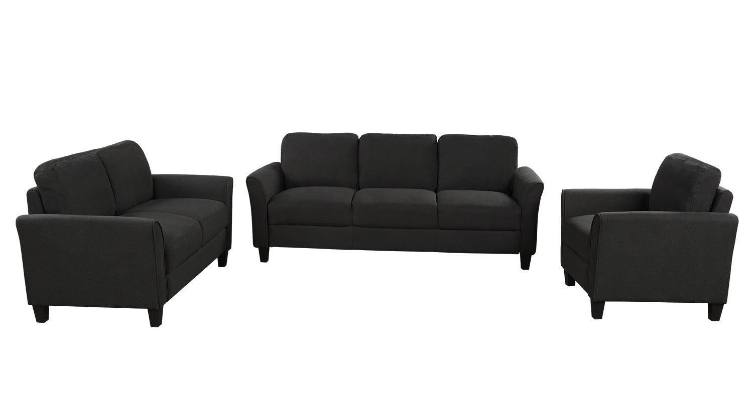 Living Room Sets Furniture Armrest Sofa Single Chair Sofa Loveseat Chair 3-Seat Sofa (ChairLoveseat Chair&3-Seat Sofa, Black)