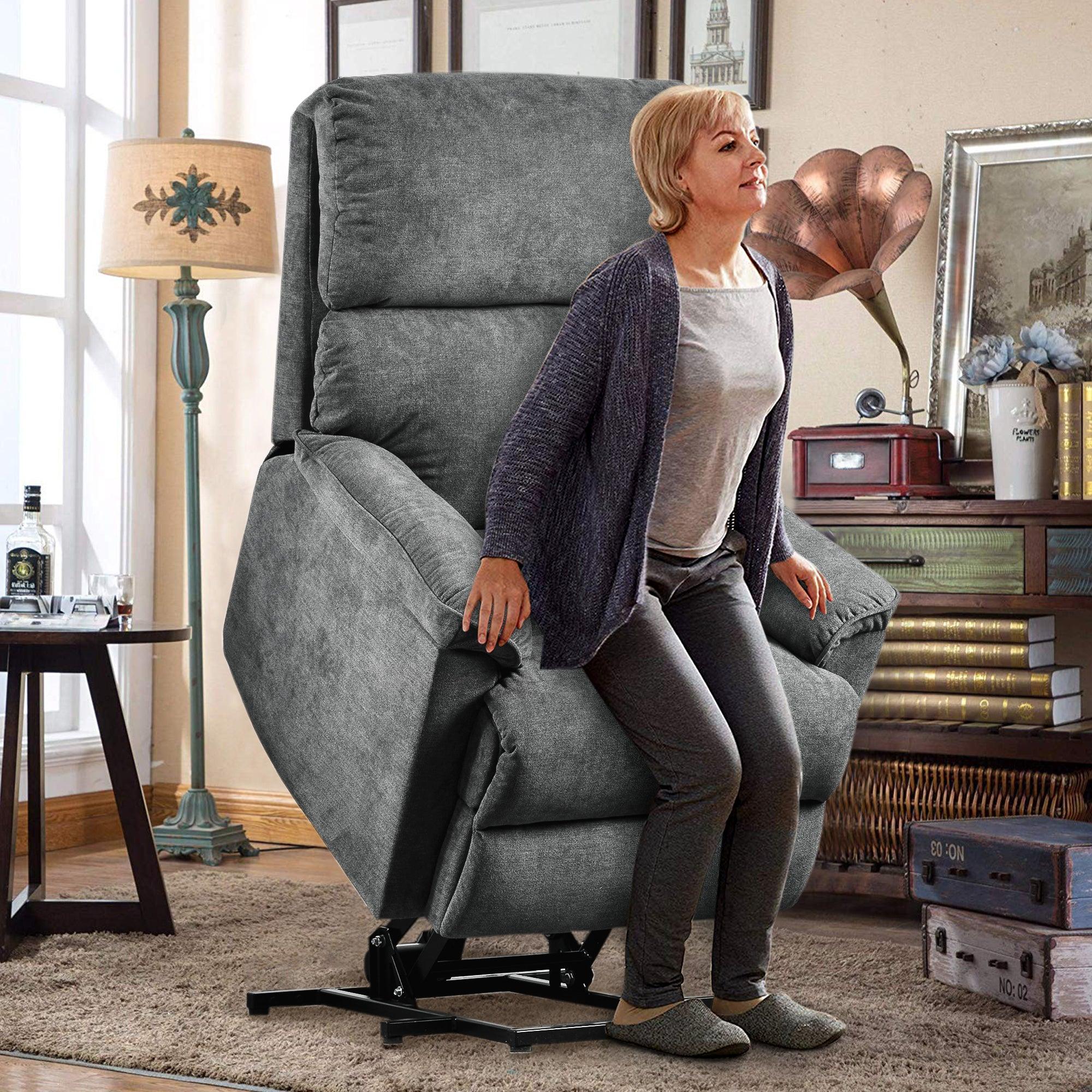 Power Lift Chair with Massage and Heating Function Soft Fabric Upholstery Recliner for Living Room