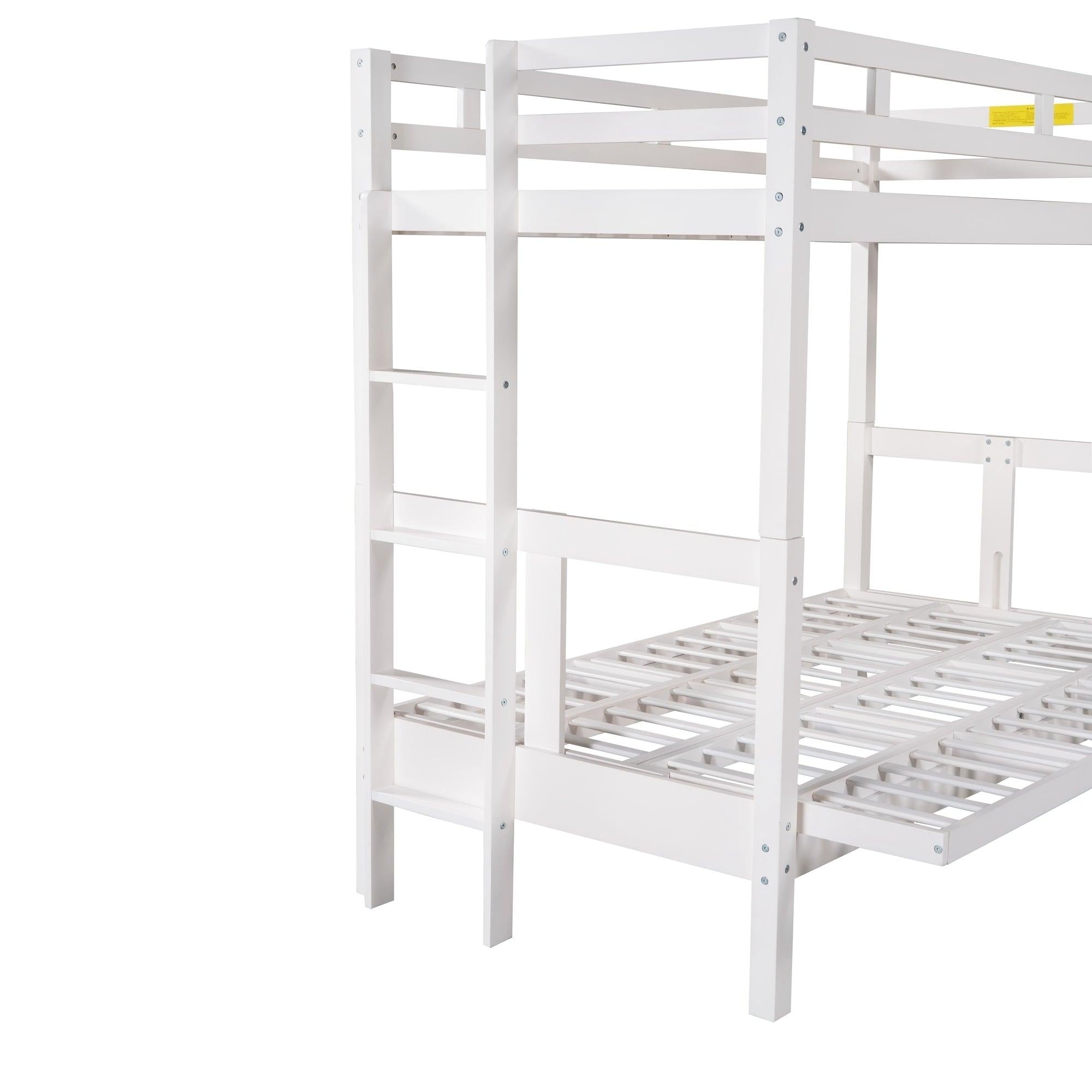 Twin over Full Bunk Bed,Down Bed can be Converted into Daybed,White