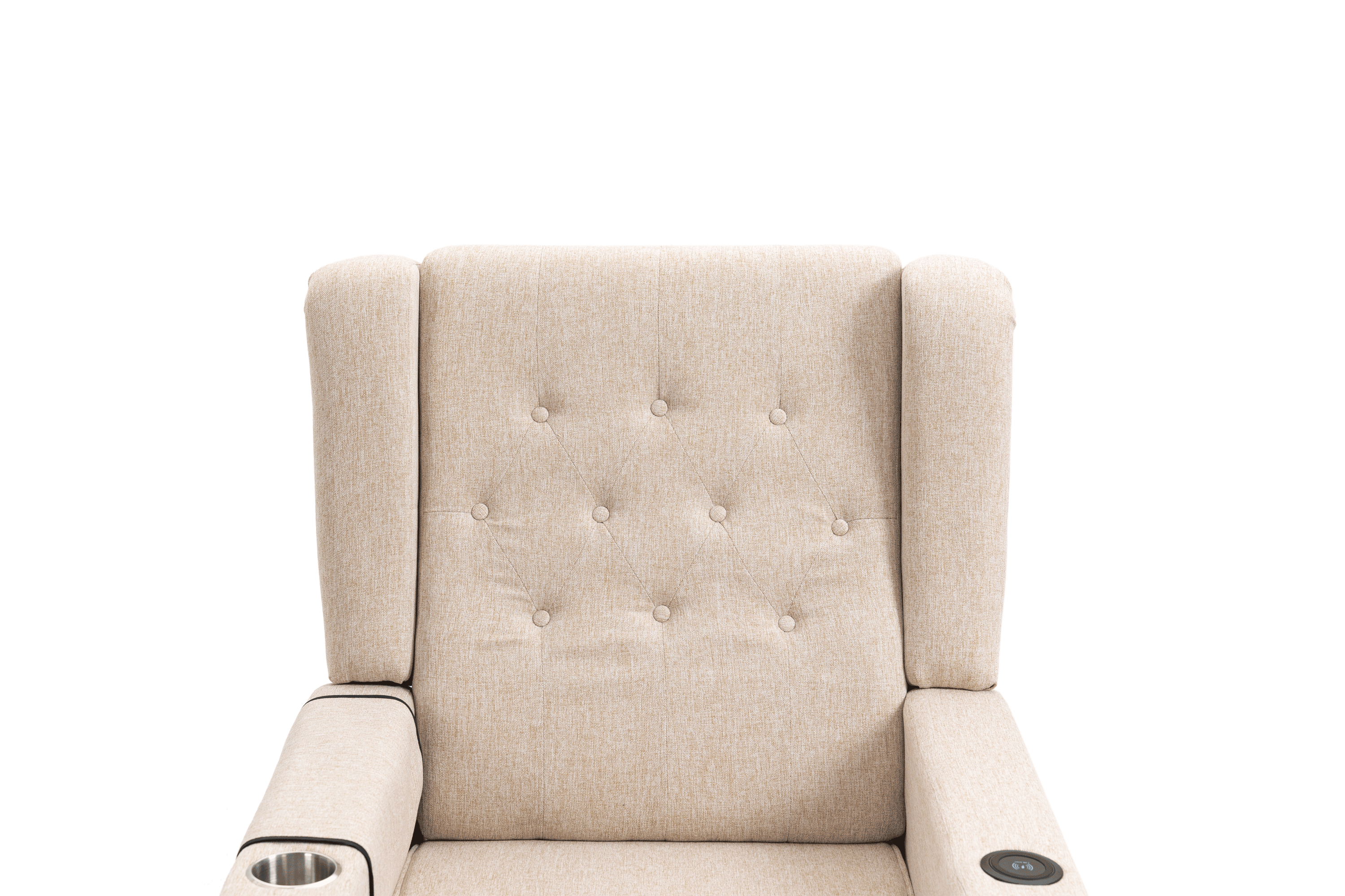 Arm Pushing Recliner Chair,Modern Button Tufted Wingback Push Back Recliner Chair, Living Room Chair Fabric Pushback Manual Single Reclining Sofa Home Theater Seating for Bedroom,Khaki Yelkow