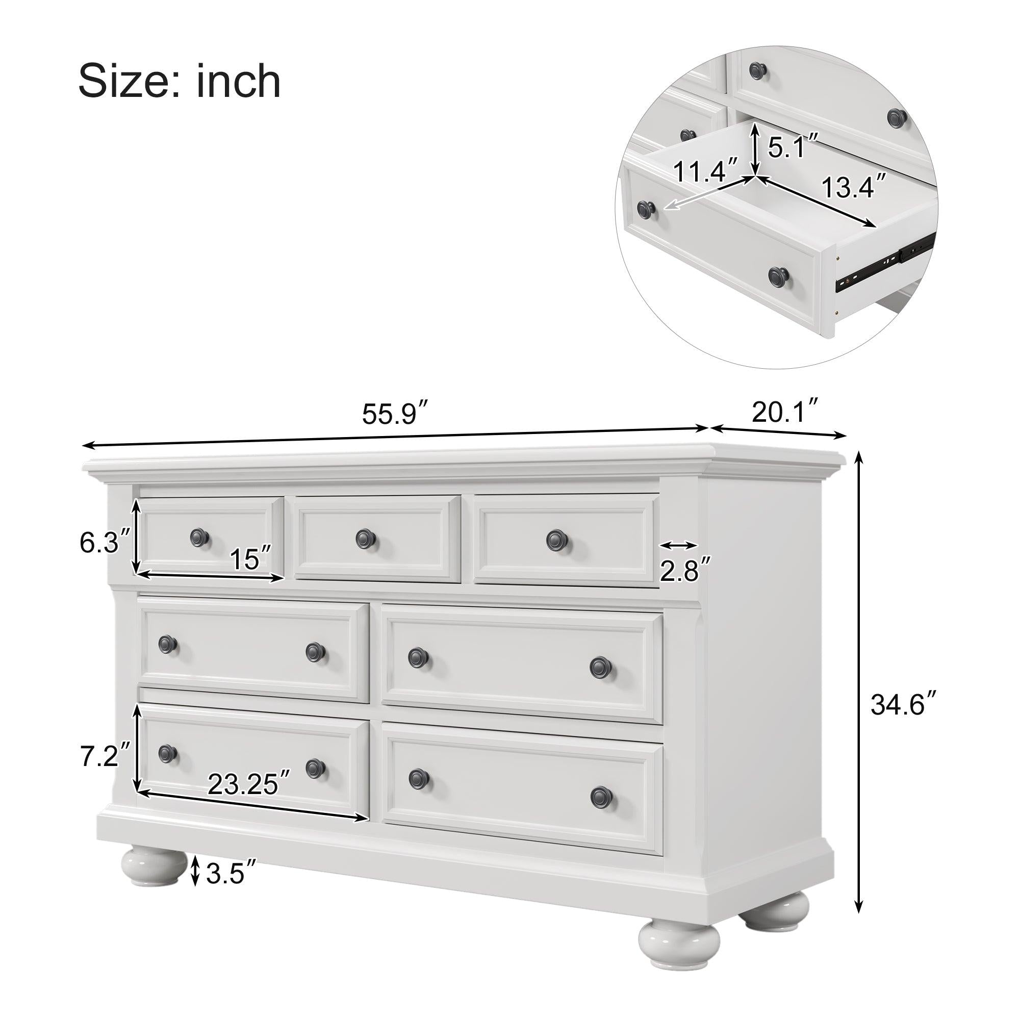 3 Pieces Nursery Sets Traditional Farmhouse Style Full Bed + Nightstand +Dresser,White