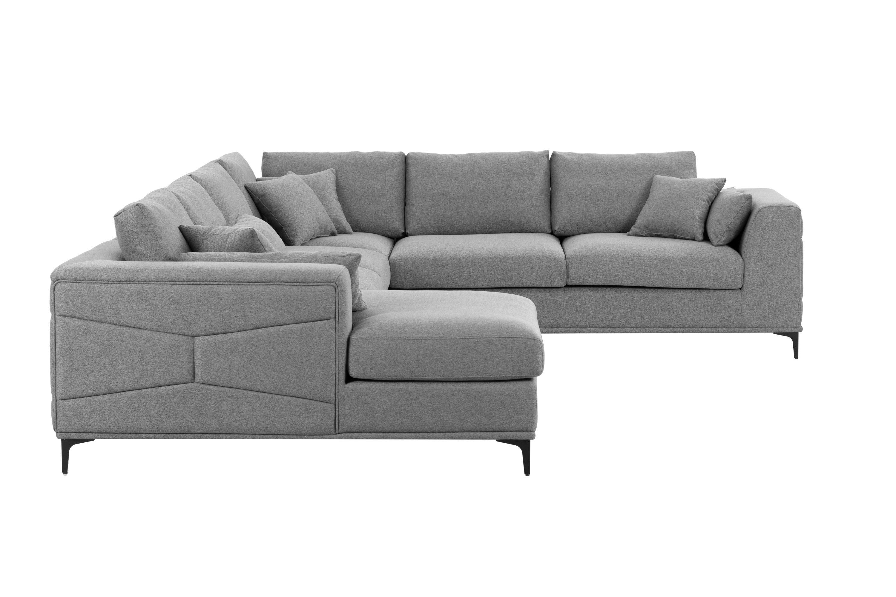 Large Sectional Sofa,145"(L)x117"(W) Classic Look with Tufted Pattern on Outer Armrest and Back, Grey