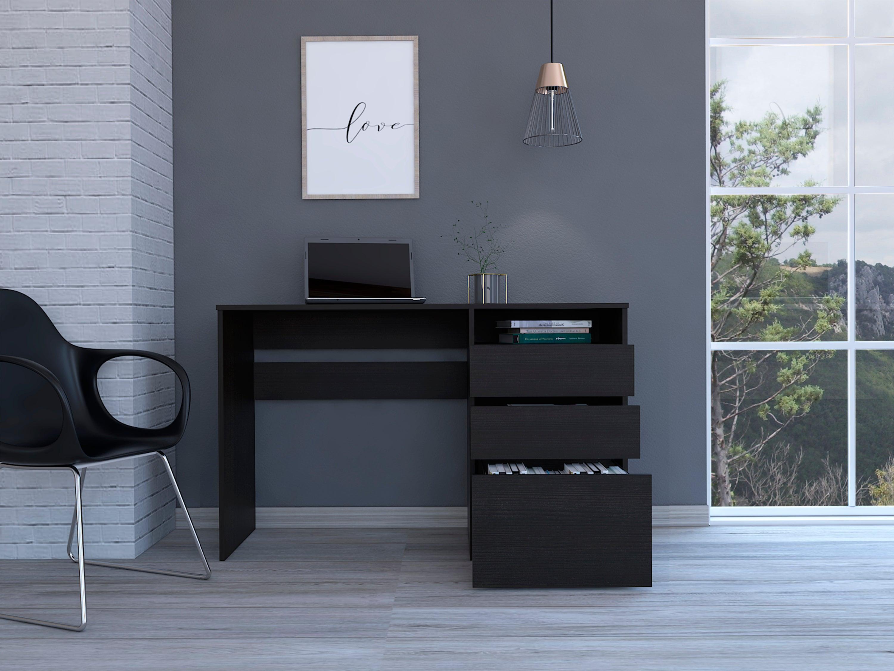 Waterbury 3-Drawer 1-Shelf Computer Desk Black Wengue