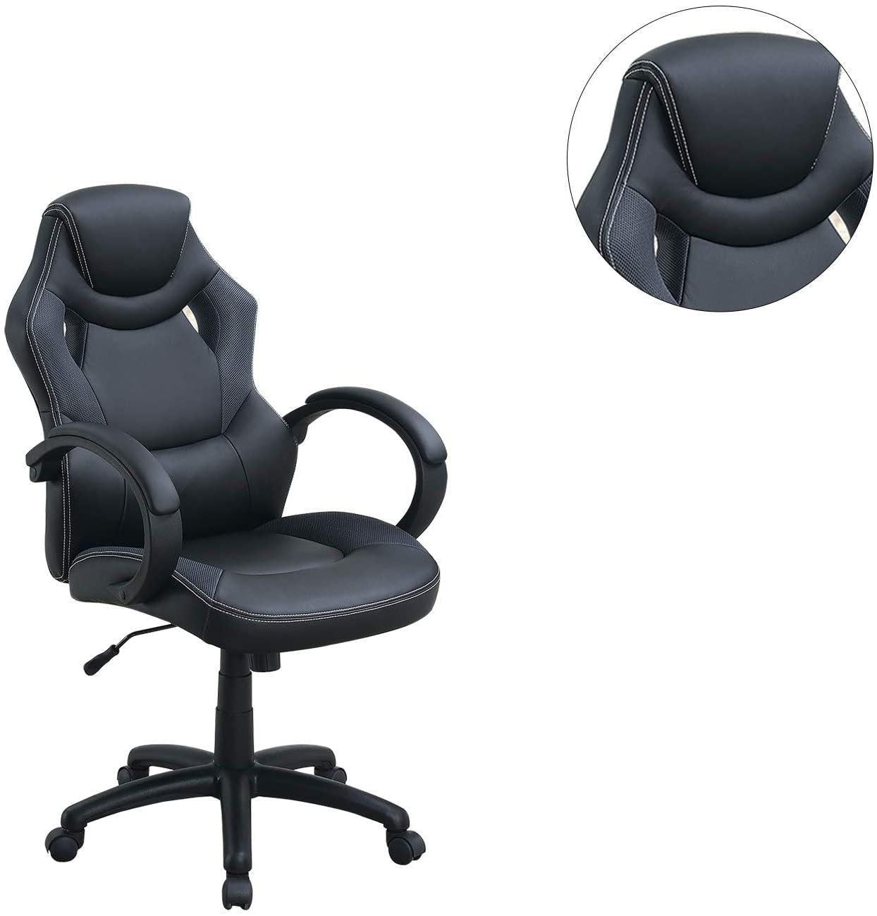 Office Chair Upholstered 1pc Cushioned Comfort Chair Relax Gaming Office Work Black Color