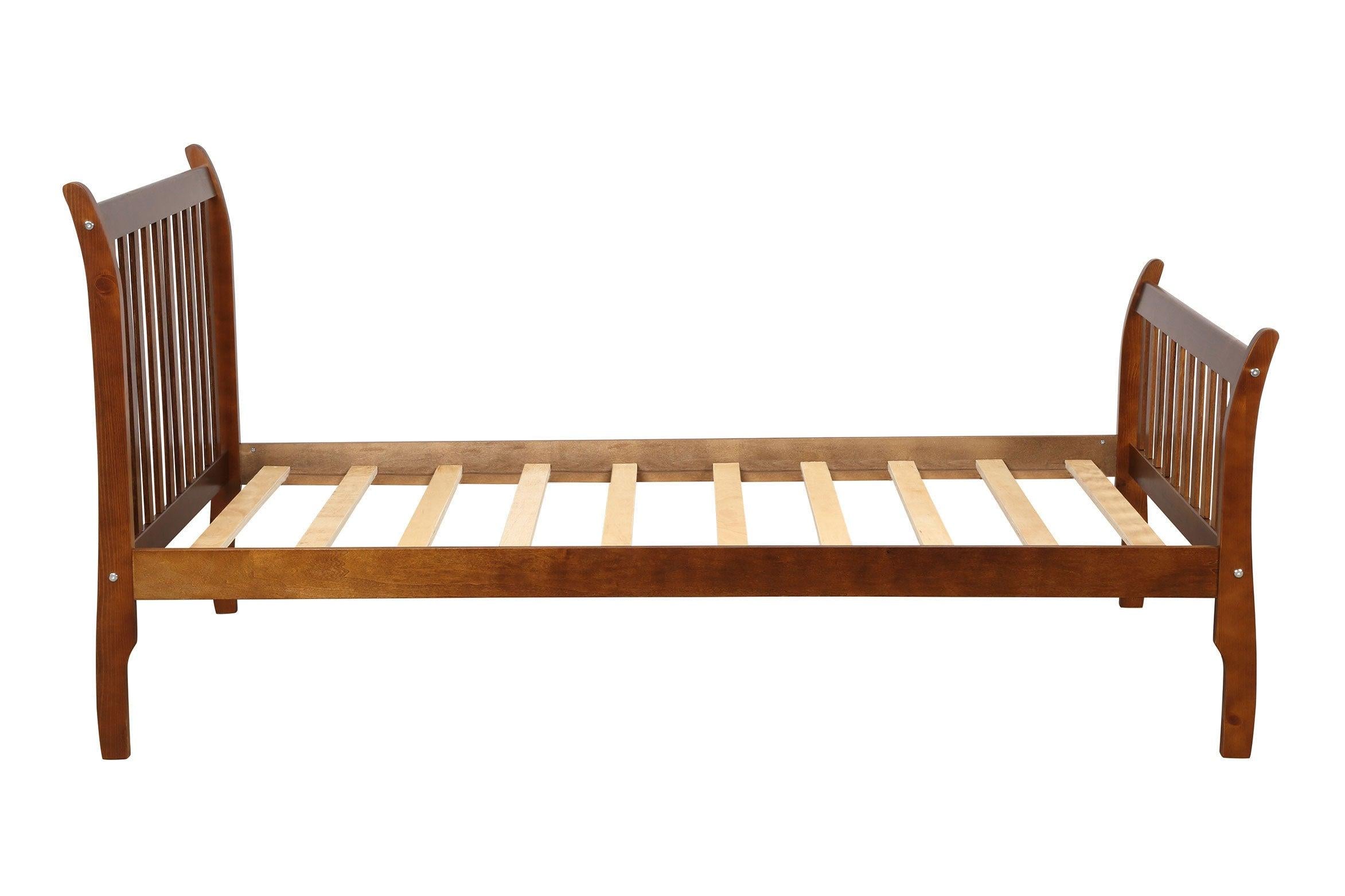 Bed Frame Platform Mattress Foundation with Solid Wood Slat Support (Walnut, Twin)