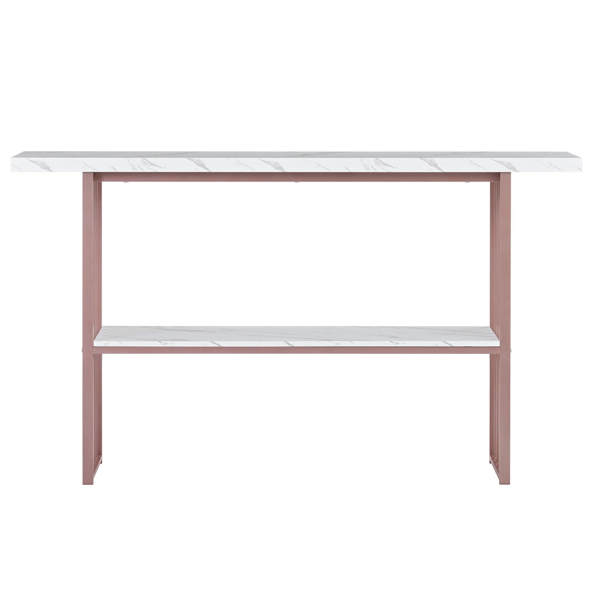 63''Modern Console Table with 2 Shelves, Extra Long Entryway Table with Metal Frame for Entryway, Hallway, Living Room, Foyer, Corridor, Office