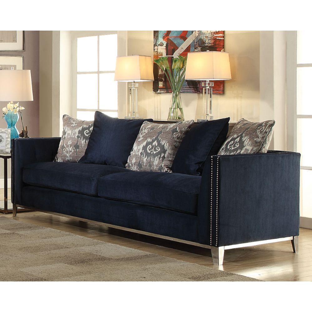 ACME Phaedra Sofa w/5 Pillows in Blue Fabric 52830 image