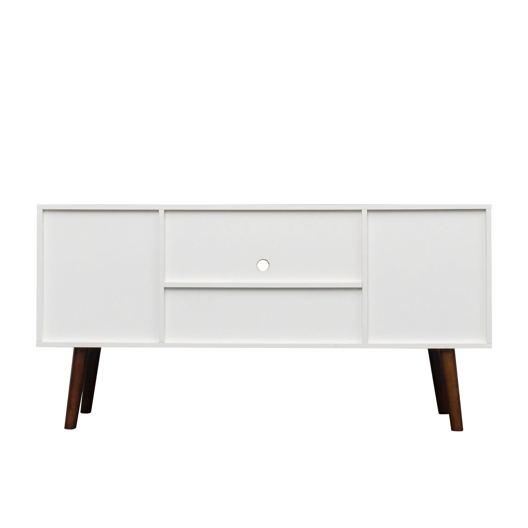 TV Stand Use in Living Room Furniture with 1Storage and 2 shelves Cabinet, high quality particle board,White