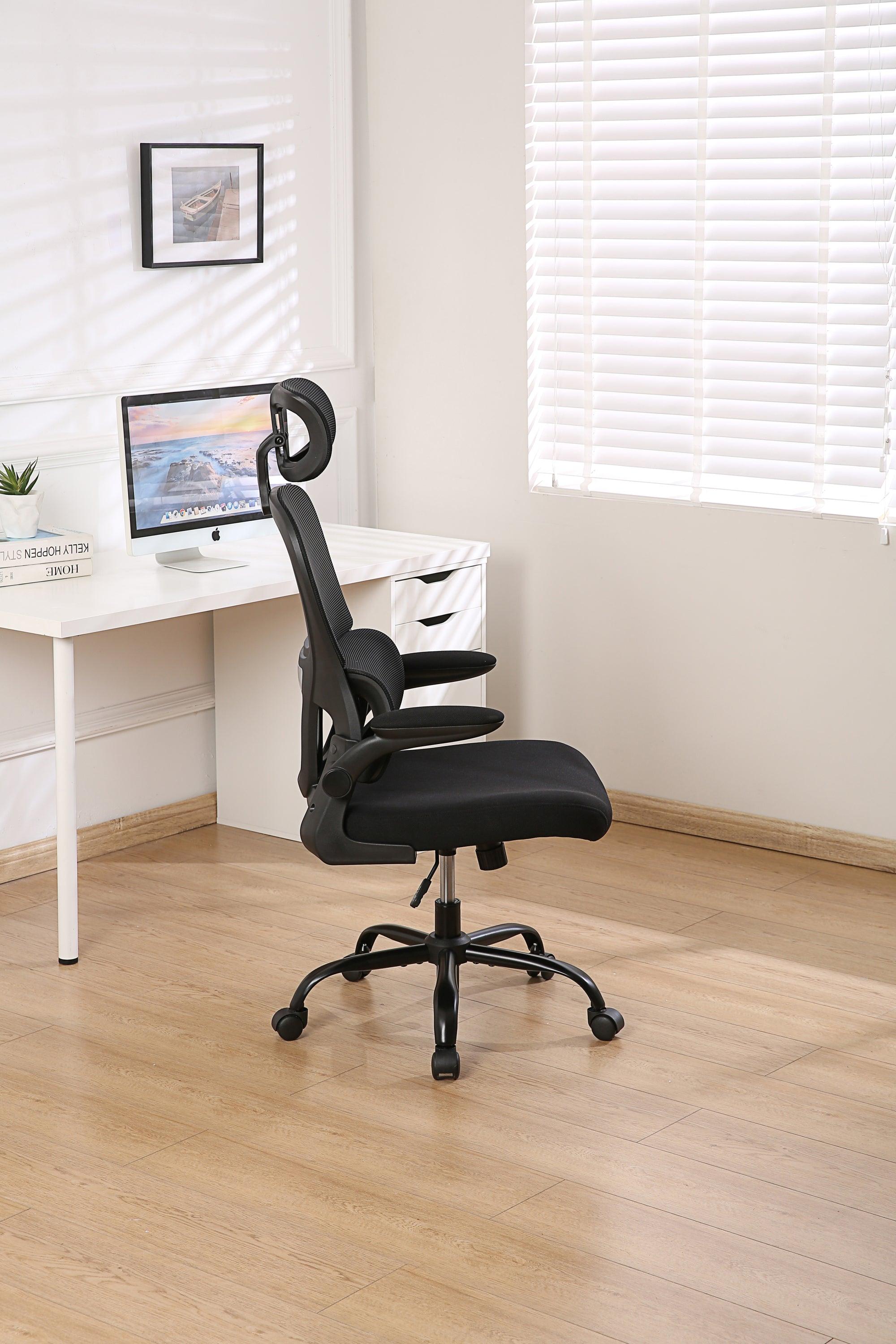 Ergonomic Office Chair Lumbar Support, High Back Computer Chair with Reversible Armrest & Adjustable Headrest for Adults, Ergonomic Chair with Wheels for Home Office