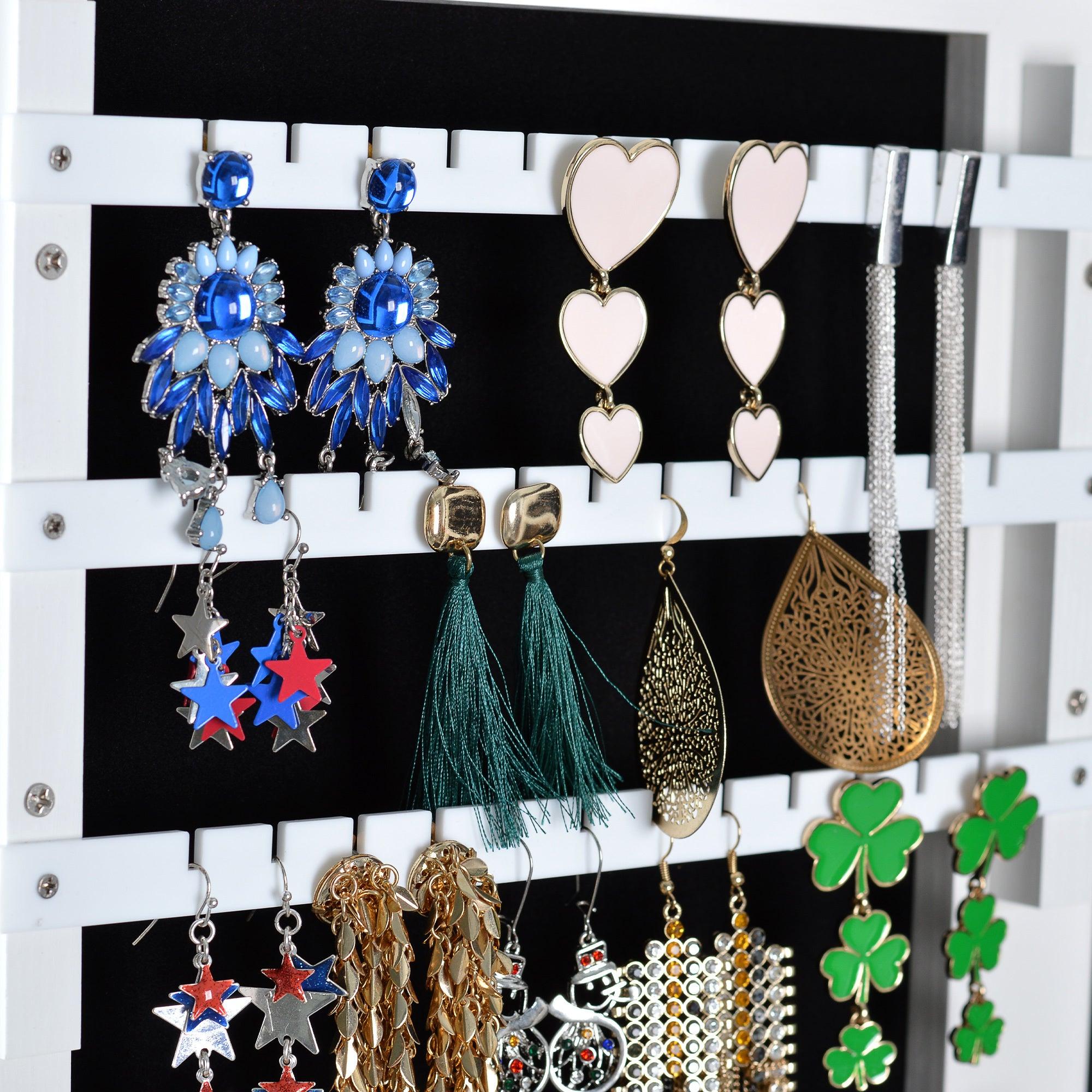 Full Mirror Fashion Simple JewelryStorage Cabinet  With Led Light  Can Be Hung On The Door Or Wall