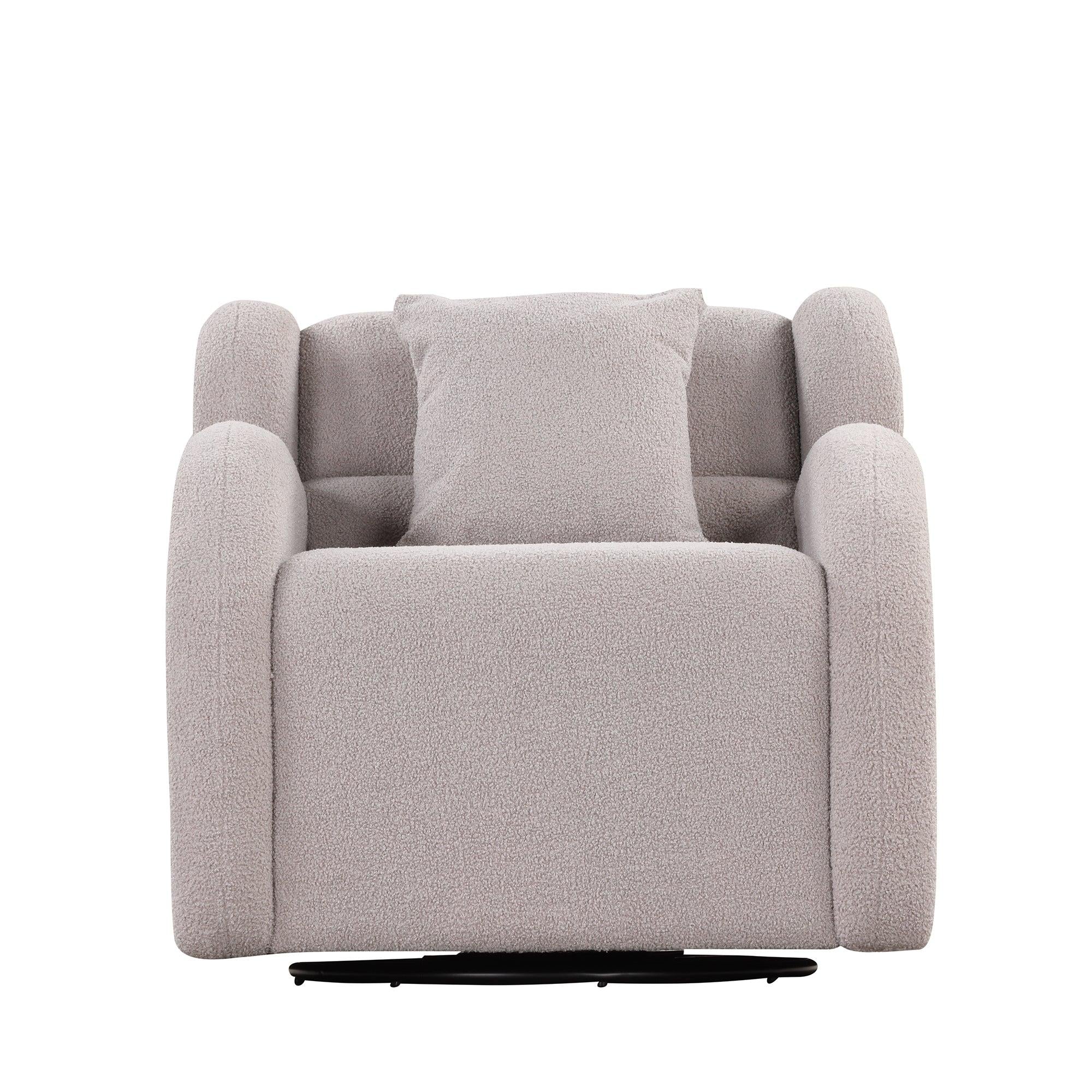 Swivel Accent Chair with Ottoman, Teddy Short Plush Particle Velvet Armchair,360 Degree Swivel Barrel Chair with footstool for Living Room, Hotel, Bedroom, Office, Lounge,Grey